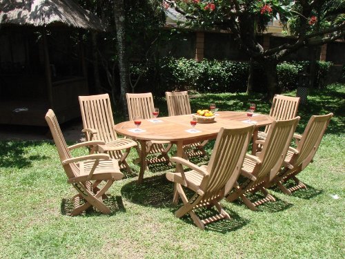 Premium 9-Piece Teak Wood Outdoor Dining Set - 94