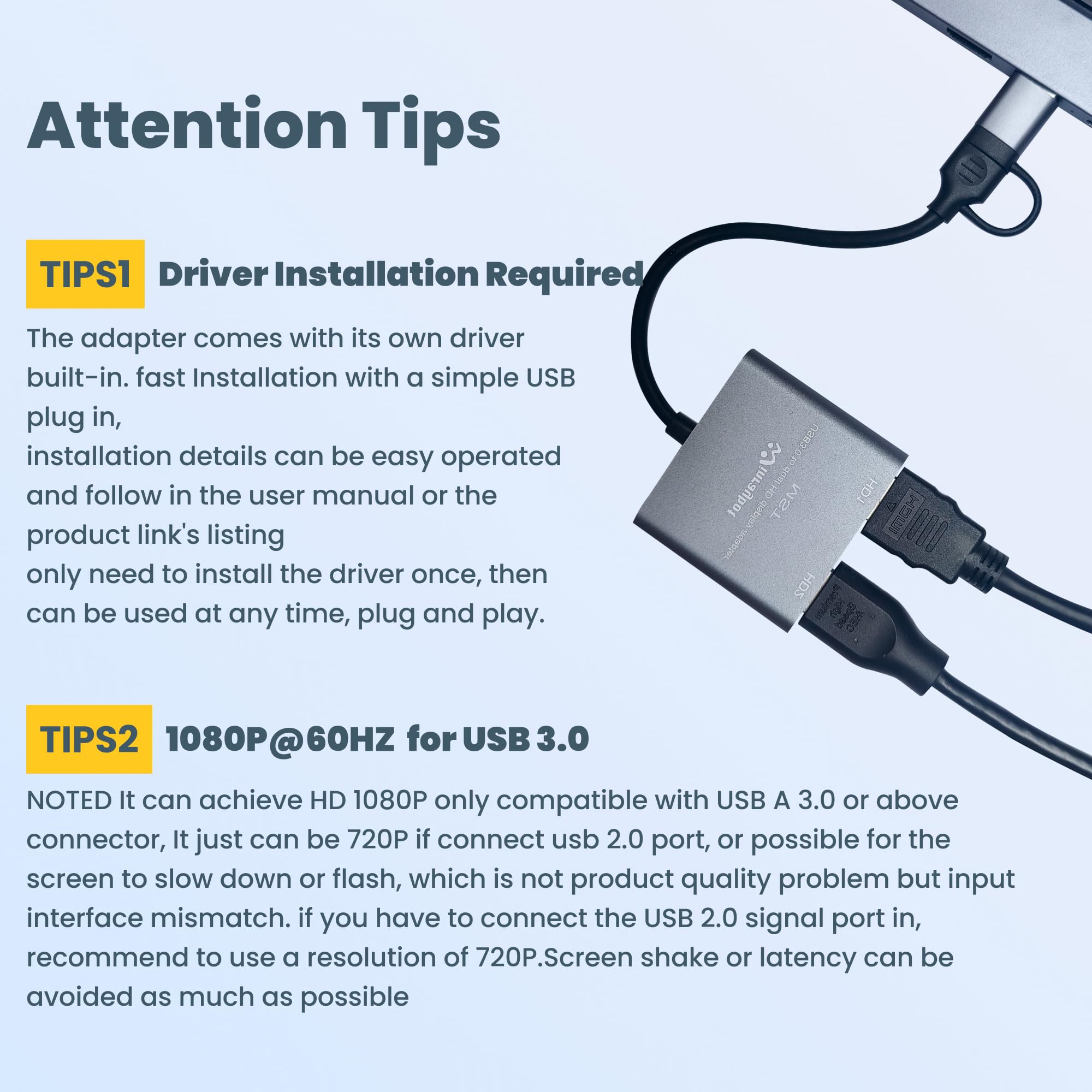 USB 3.0 to HDMI Adapter for Dual Monitors - 4K Extended Display Splitter with USB A & USB C Ports - Compatible with Mac & Windows (Gray) - Perfect for Home Office, Gaming & Multi-Tasking Workstations