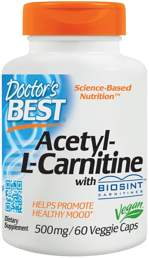 Doctor's Best Acetyl L-Carnitine 500mg with Biosint Carnitines - 60 Vegan Capsules for Energy, Brain Function & Weight Management - Supports Metabolism & Cognitive Health