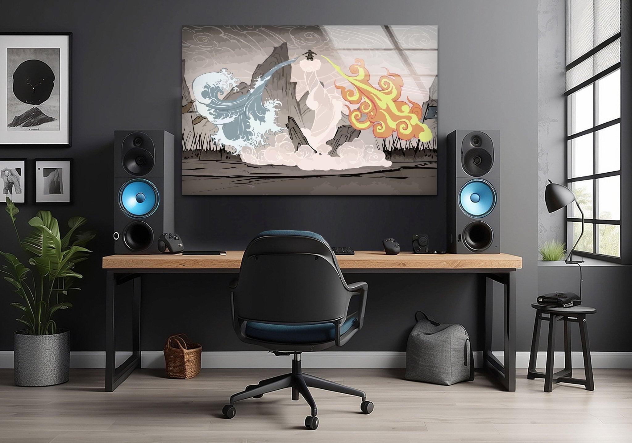 The Last Airbender Anime Glass Wall Art - Stunning Decor for Living Room, Bedroom & Office | Perfect Gift for Avatar Fans
