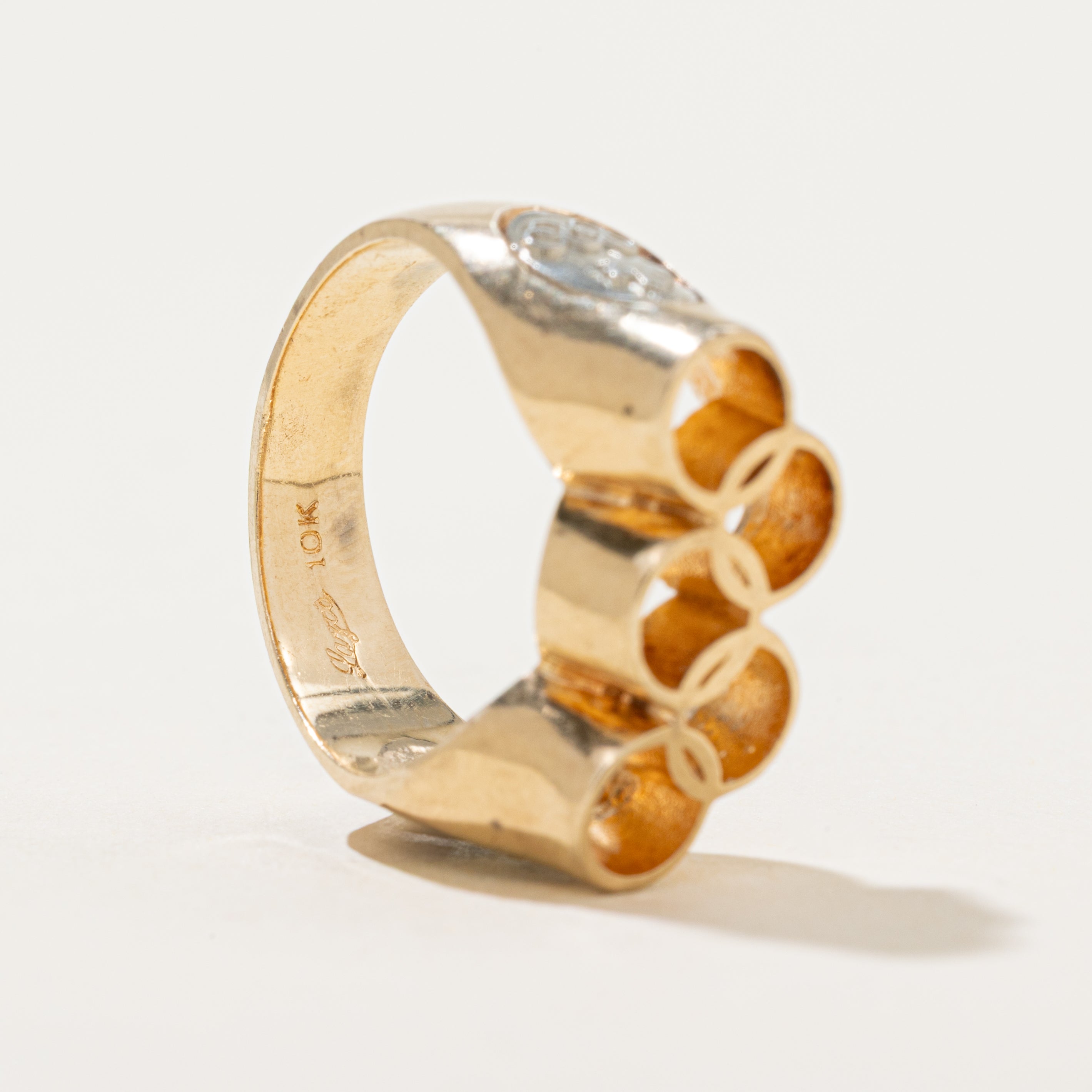 10K Gold Two-Tone Canadian Olympic Logo Ring - Size 4.75 - Elegant Jewelry for Sports Fans & Collectors - Perfect for Gifts, Events & Everyday Wear