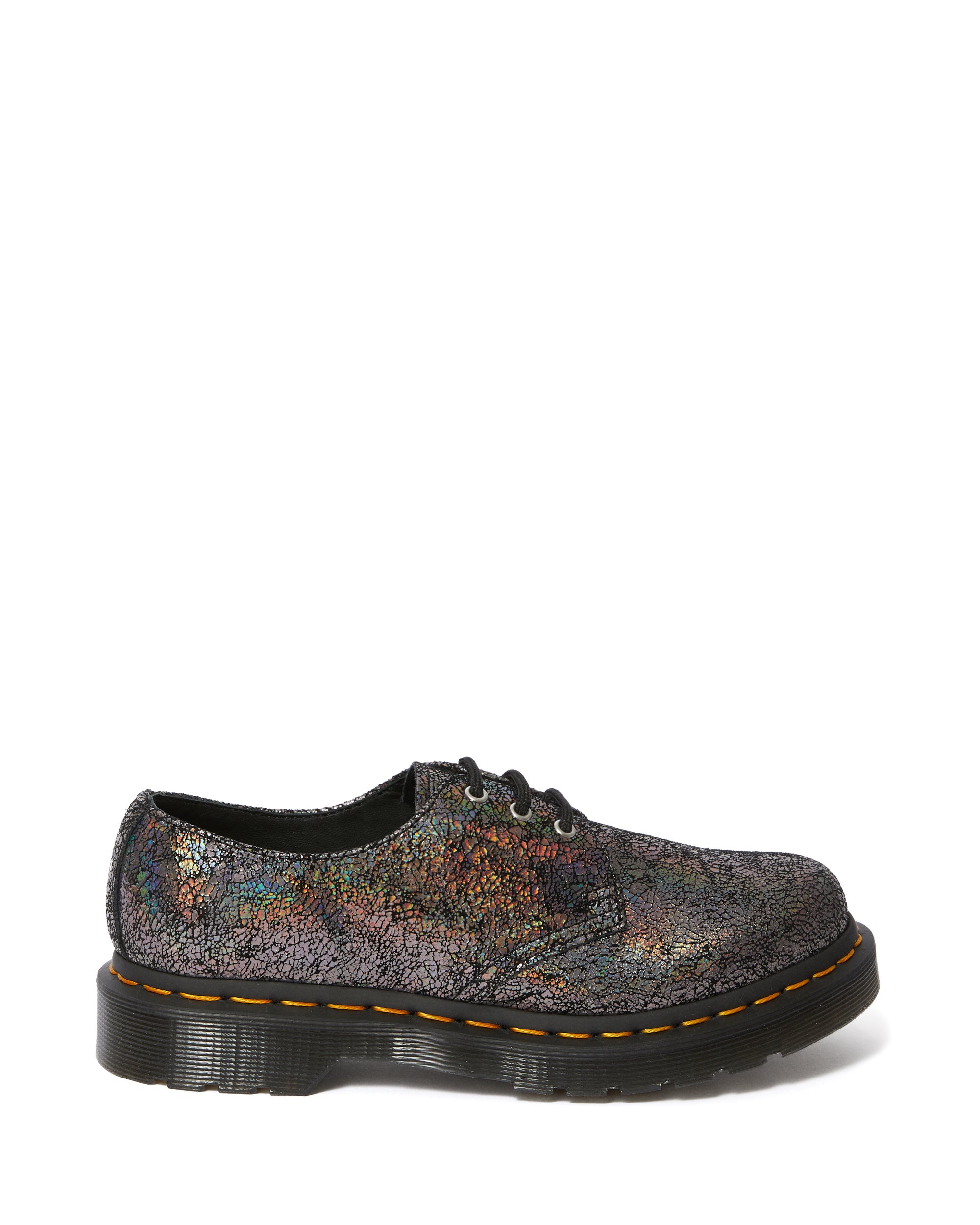 Dr. Martens 1461 Gunmetal Iridescent Crackle Oxford Shoes - Unisex 3-Eye Leather Lace Up Shoes for Men & Women - Perfect for Punk, Grunge & Alternative Fashion Styles