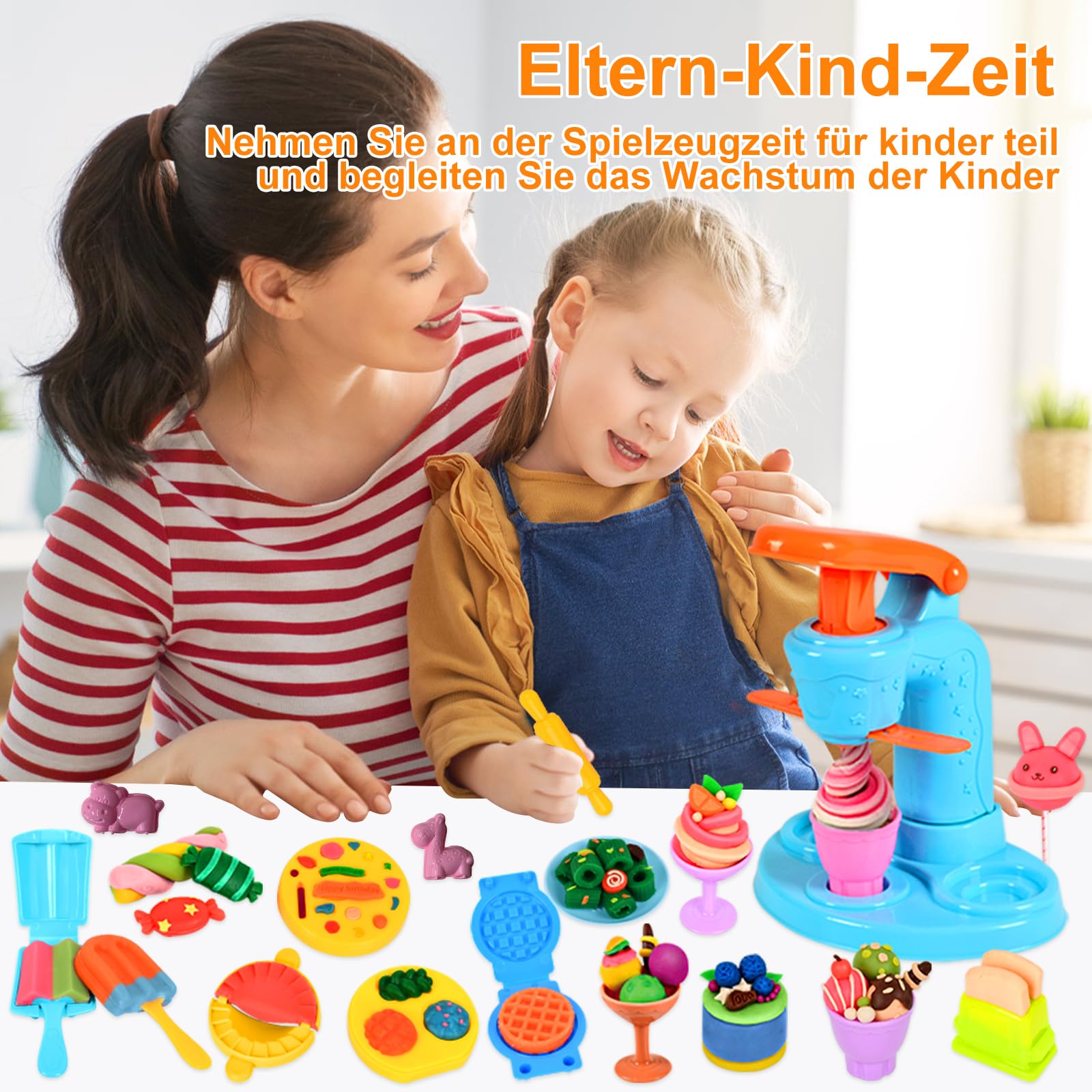 UCAMP 71-Piece Kids Play Dough Set with Modeling Clay, Dough Tools & Accessories for Making Hamburgers & Pizza - Creative Fun for Toddlers & Preschoolers at Home or School