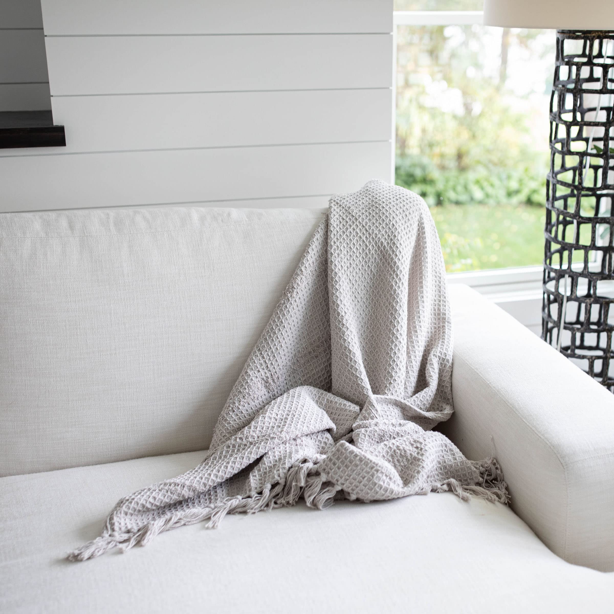 Foreside Hand Woven Gray Cotton Throw Blanket - Soft & Cozy for Sofa, Bed & Outdoor Use - Home Decor & Gift Idea