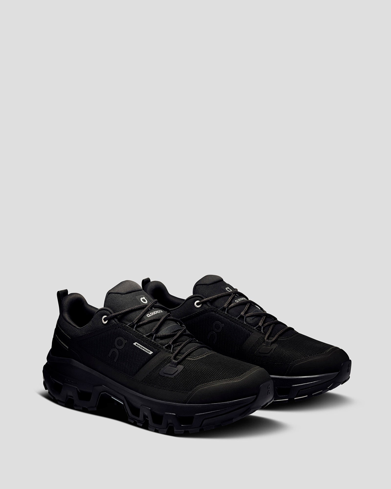 Men's On Cloudrock Low Hiking Shoes - Lightweight & Waterproof Trail Running Shoes for Men - Black/Black - Perfect for Outdoor Adventures & Daily Wear