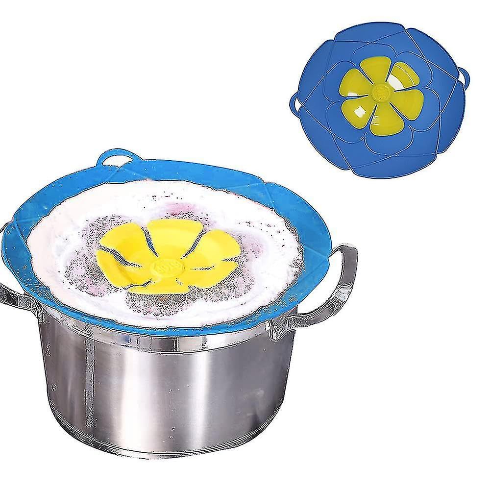 Premium Silicone Pot Lid - Reusable Spill-Proof Cover for Cooking Pots & Pans | Boil Over Prevention Kitchen Essential | Dishwasher Safe | Perfect for Soup, Pasta & Rice Cooking (Blue)