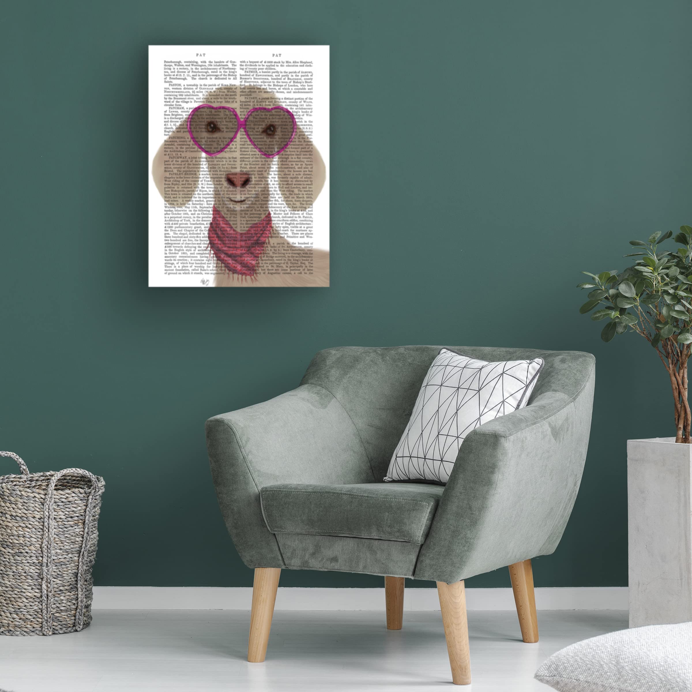 Fab Funky Goat Heart Glasses Book Print Canvas Wall Art - Modern Home Decor for Living Room, Bedroom & Office