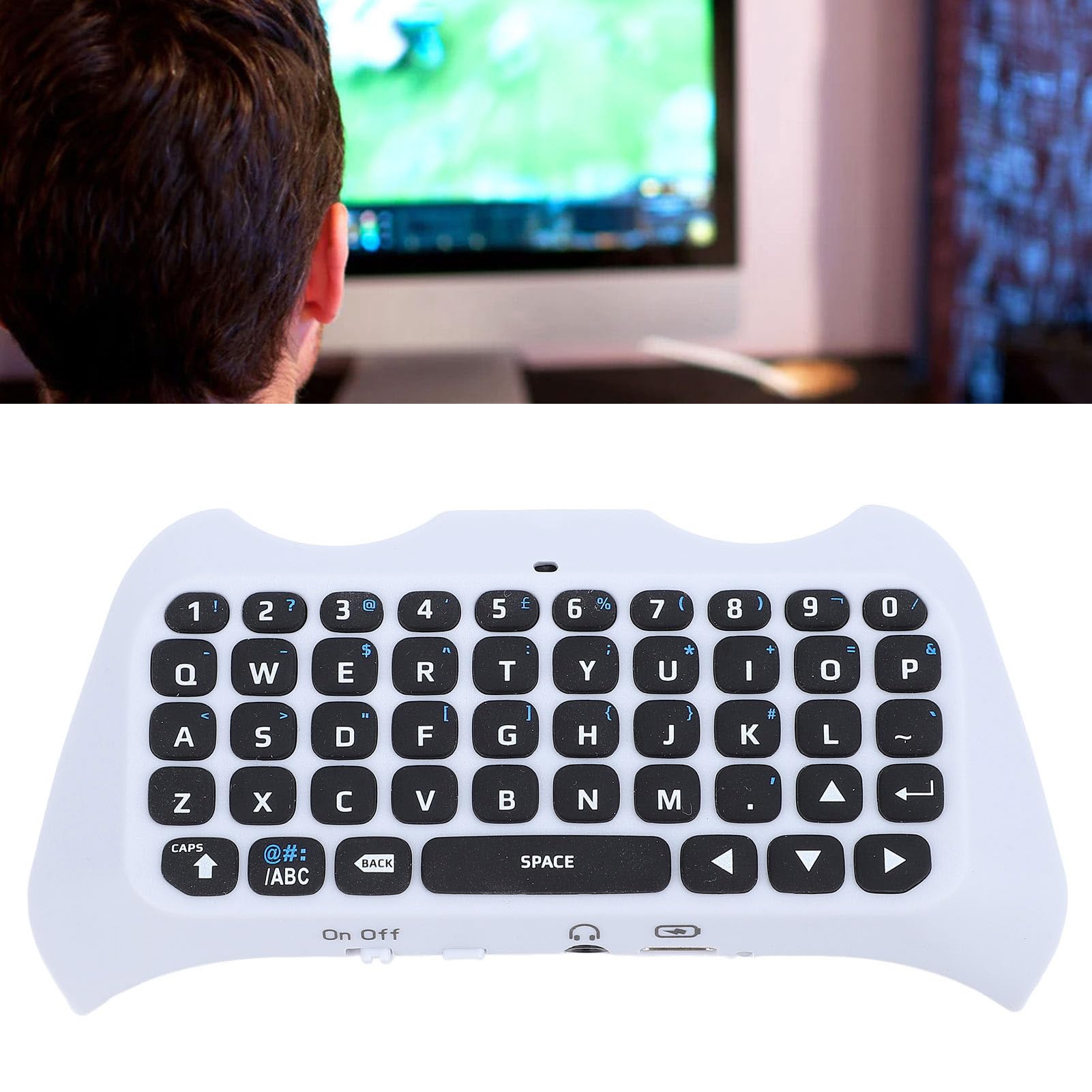 Wireless Gaming Controller Keyboard with 3.5mm Port & Built-in Speaker - Portable Chatpad Keypad for Xbox, PS4, PC Gaming & Live Streaming (Perfect for Twitch, Discord & Online Multiplayer Games)