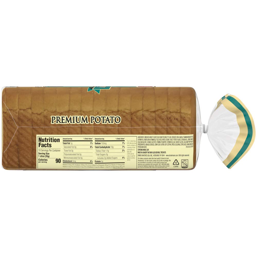 Stroehmann Dutch Country Potato Bread - 22 oz Bag | Soft & Delicious Sandwich Bread for Toasting, Sandwiches & Family Meals