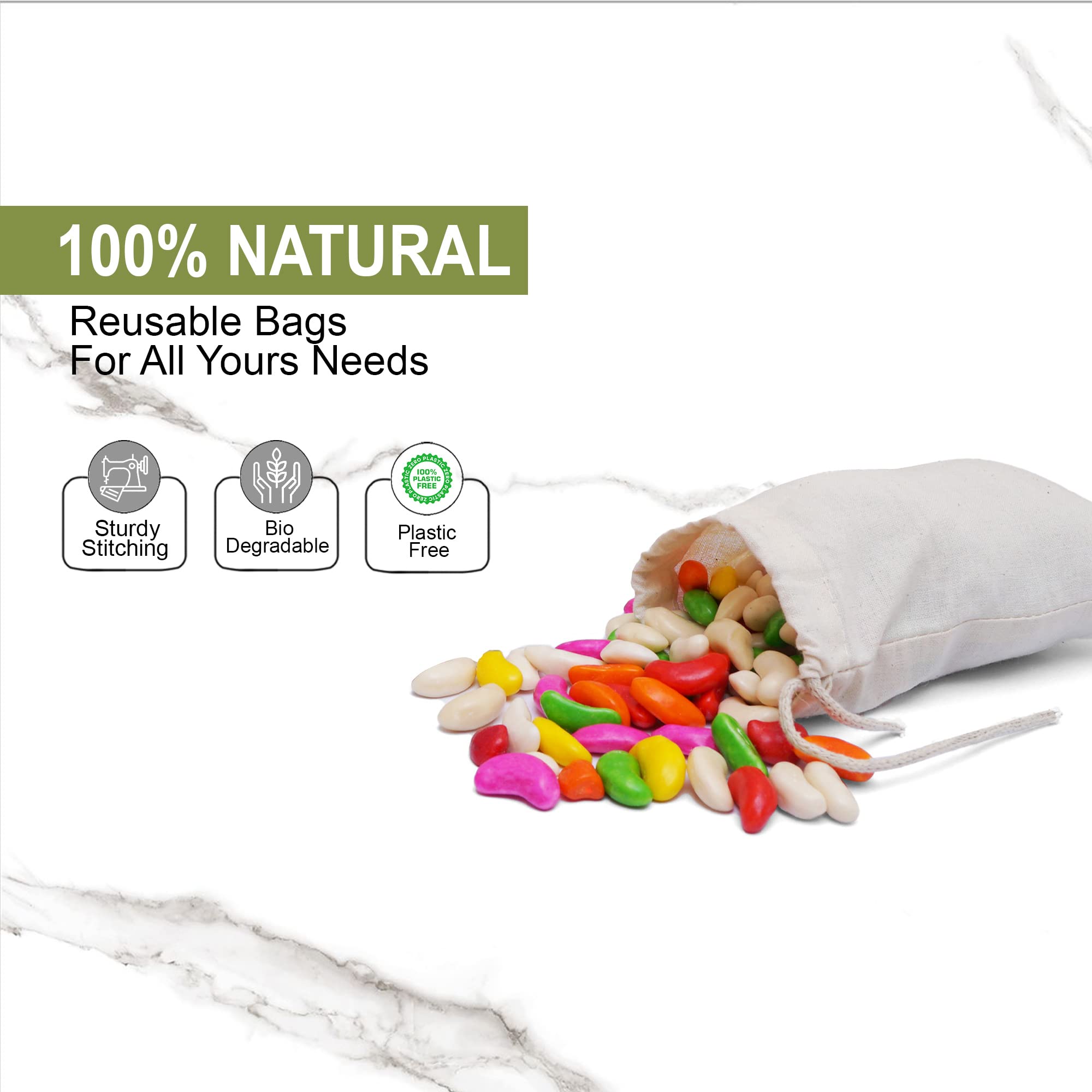 Premium Quality 100% Cotton Reusable Eco-Friendly Muslin Bags - 10x12 Inches, Thick Single Drawstring, Natural Color (500 Count Pack) - Perfect for Bulk Storage, Gift Wrapping, Wedding Favors & Craft Supplies