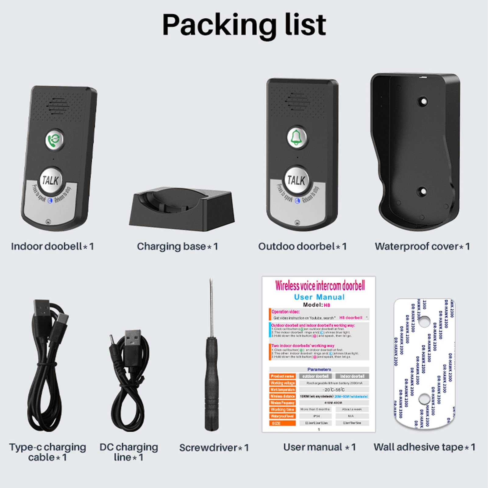 **Wireless Intercom System for Home - 1500M Range, Dual Charging Options, Doorbell Function - Secure Home Communication for Apartments, Offices & Gated Communities**