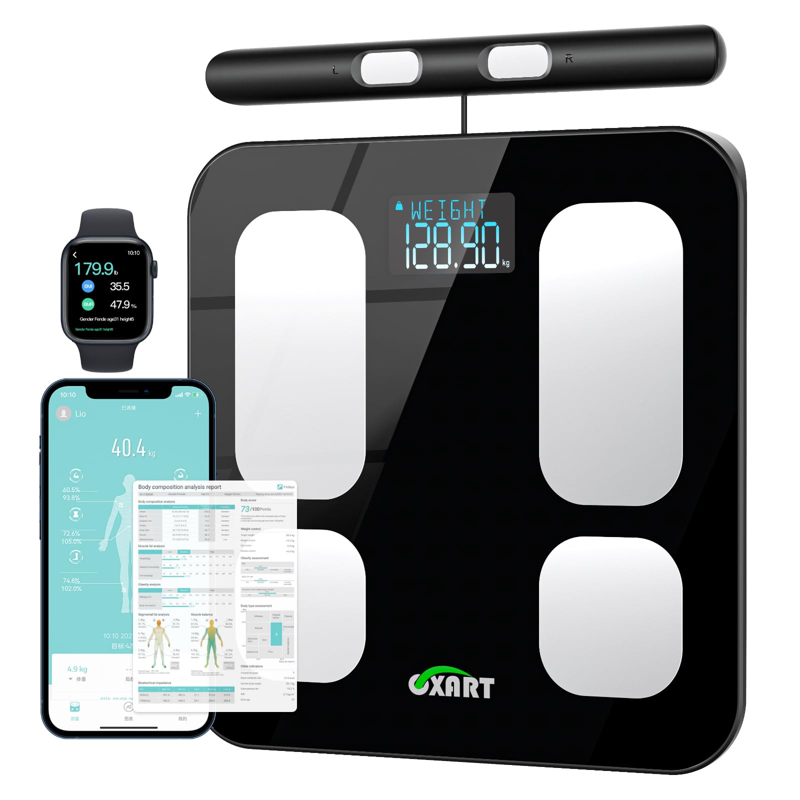 Smart Digital Bathroom Scale - Accurate Body Weight, Fat Percentage & BMI Measurement with 8 Electrodes | Body Composition Analyzer Syncs with Fitness Apps | Ideal for Home Health Tracking & Weight Management