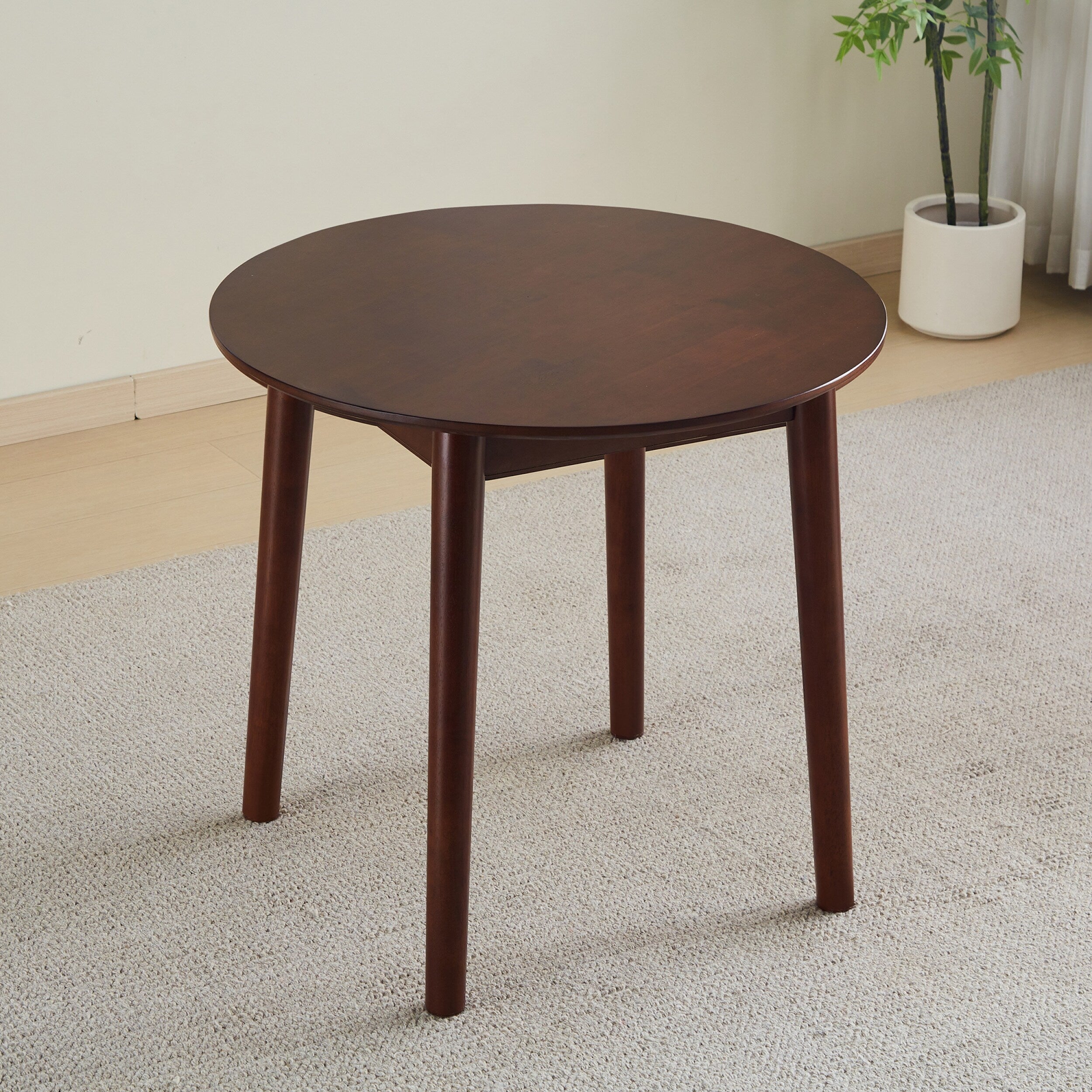 42.01 Inch Round Kitchen Dining Table for 4 - MDF Top with Wood Veneer & Rubberwood Legs - Perfect for Small Spaces, Breakfast Nook, and Cozy Family Meals