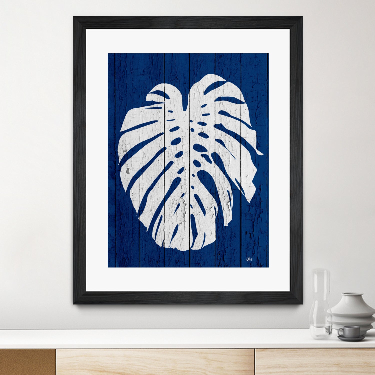 Premium Blue Nature Dark Blue Palm Print Fabric - Soft & Durable Material for Home Decor, Upholstery, and DIY Craft Projects