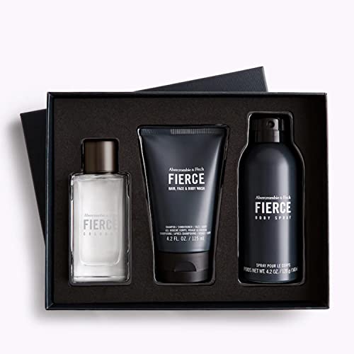 Abercrombie & Fitch Fierce Cologne Gift Set for Men - 1.7 oz Eau de Cologne, Hair & Body Wash & Body Spray | Perfect for Gifts, Date Nights & Everyday Use