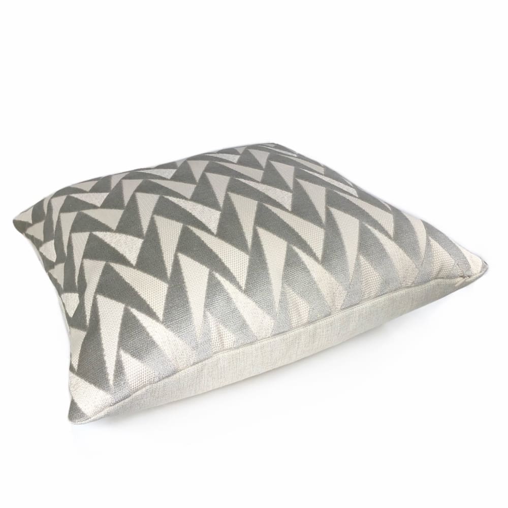 Easton Gray & Cream Triangles Velvet Pillow Cover - Soft Decorative Throw Pillow Case for Sofa, Bed, Couch - Home Decor Accent for Living Room, Bedroom, Office