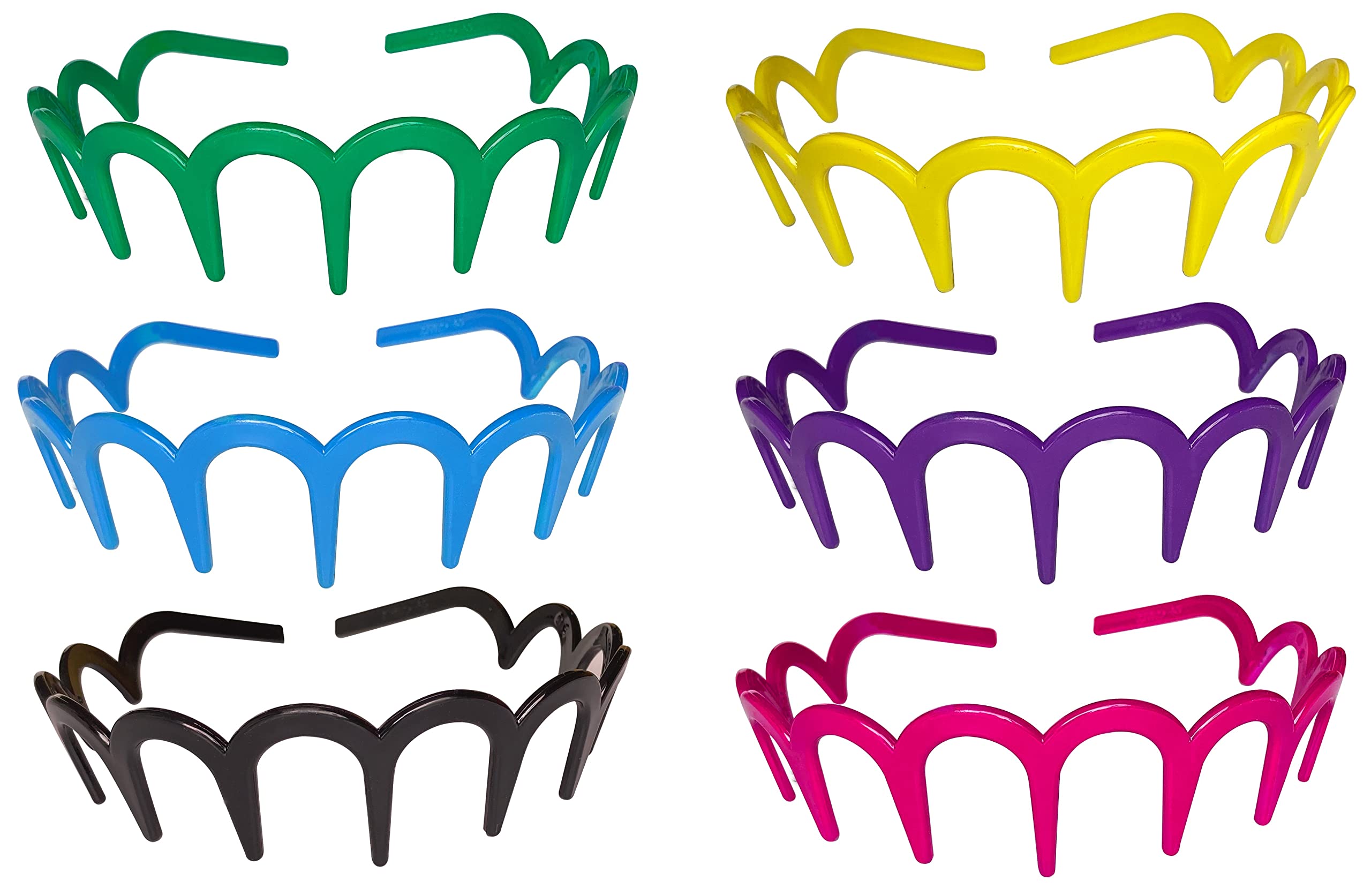 ANNA CREATIONS Glossy Multicolor Plastic Hair Clips - 6 Pack Shiny Fancy Teeth Combs for Girls & Women - Perfect for School, Parties & Everyday Hairstyles