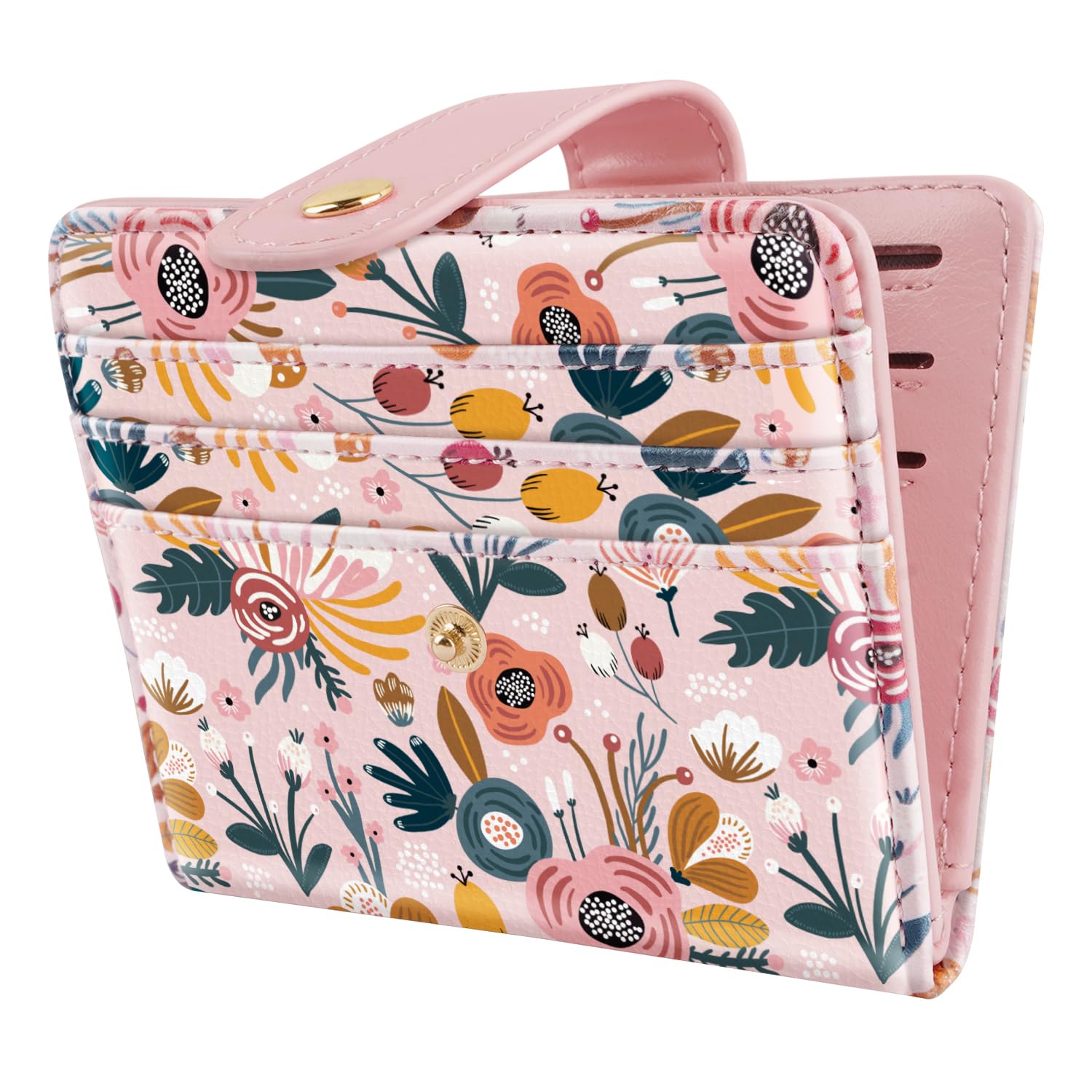 Slim RFID Blocking Bifold Wallet for Women - Small Cute Credit Card Holder with Pink Floral Design | Perfect for Everyday Use, Travel & Gift Giving