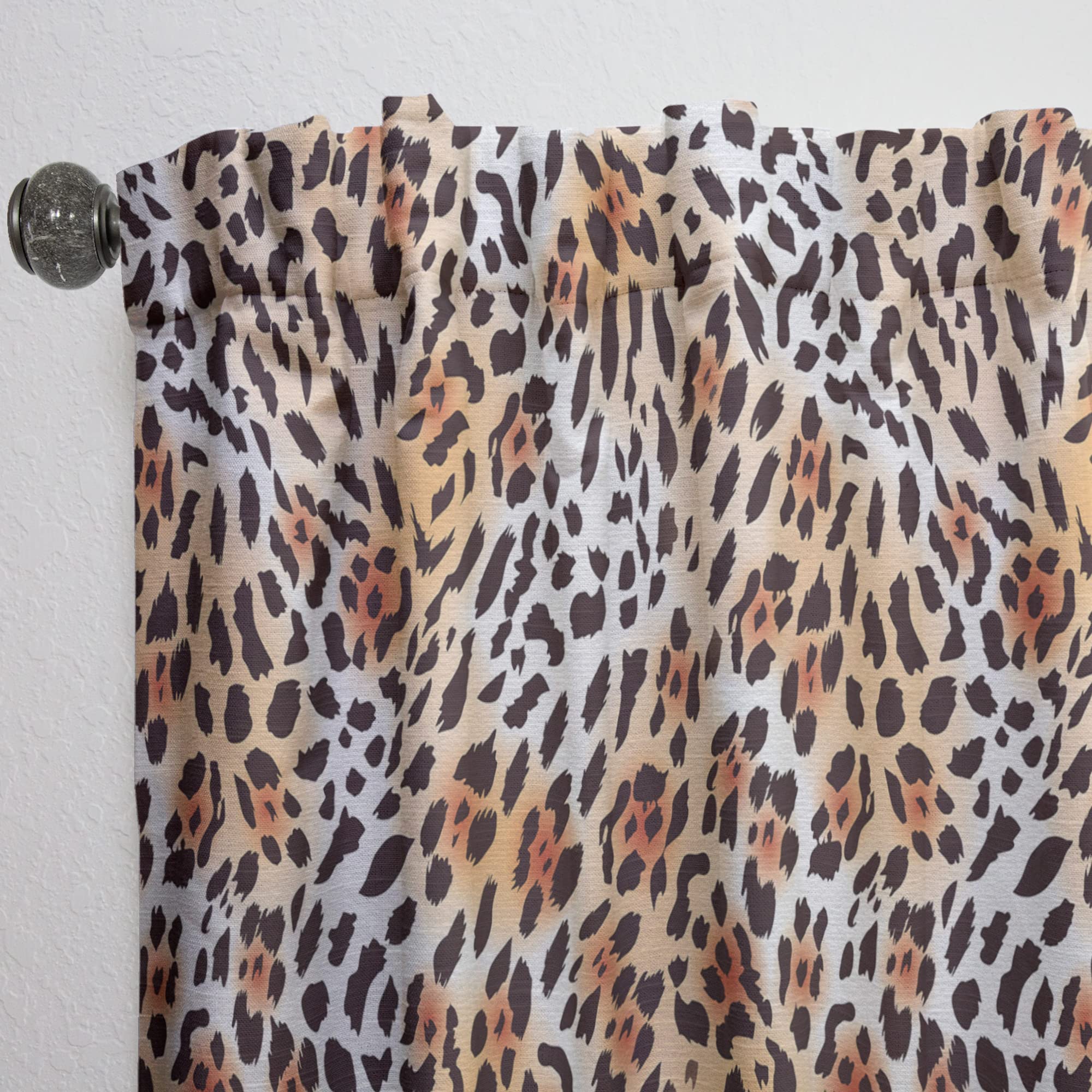 DesignQ Leopard Print Safari Thermal Insulated Curtains - 52x90 Inch Single Panel for Bedroom & Living Room - Perfect for Jungle Theme Decor & Energy Efficiency