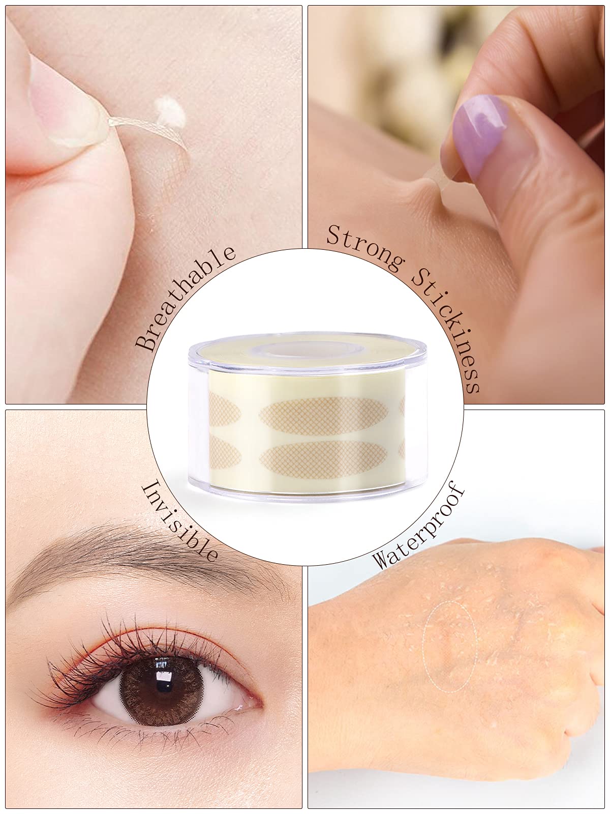 Lorvain 1800-Piece Breathable Eyelid Tape – 3 Rolls Invisible Eye Stickers, Natural Single & Double Eyelid Stickers, Waterproof Eye Tape for Bigger Eyes – Includes Y Fork & Tweezers (Wide) – Perfect for Makeup, Asian Eyelid Enhancement & Daily Beauty Routine