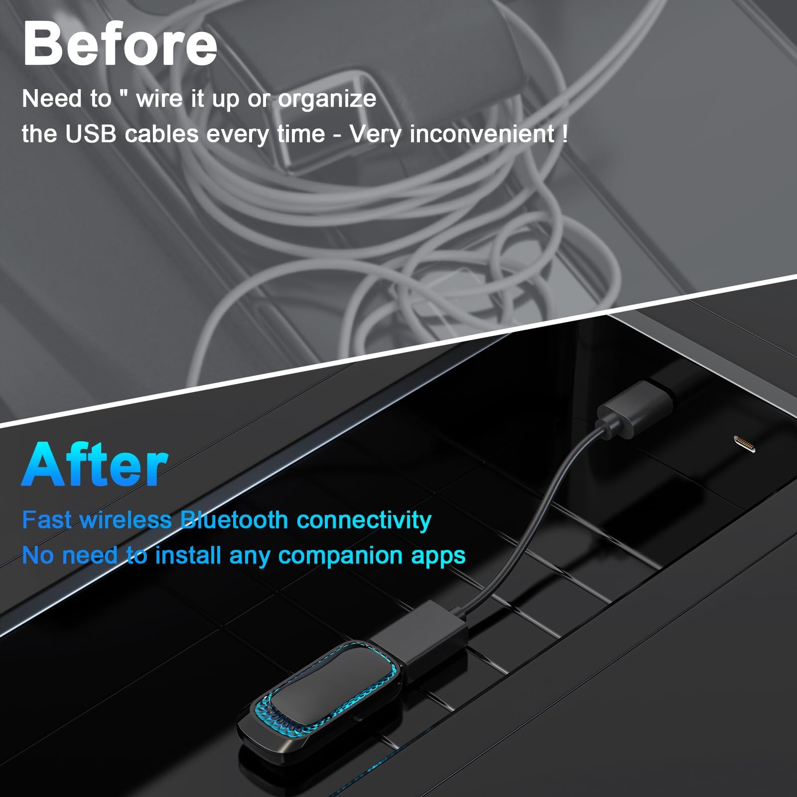 Wireless CarPlay & Android Auto Adapter for iPhone - 2-in-1 Auto Connect Dongle with Thermal Vent Design for Factory Wired Cars | Perfect for Commuting, Road Trips & Hands-Free Driving