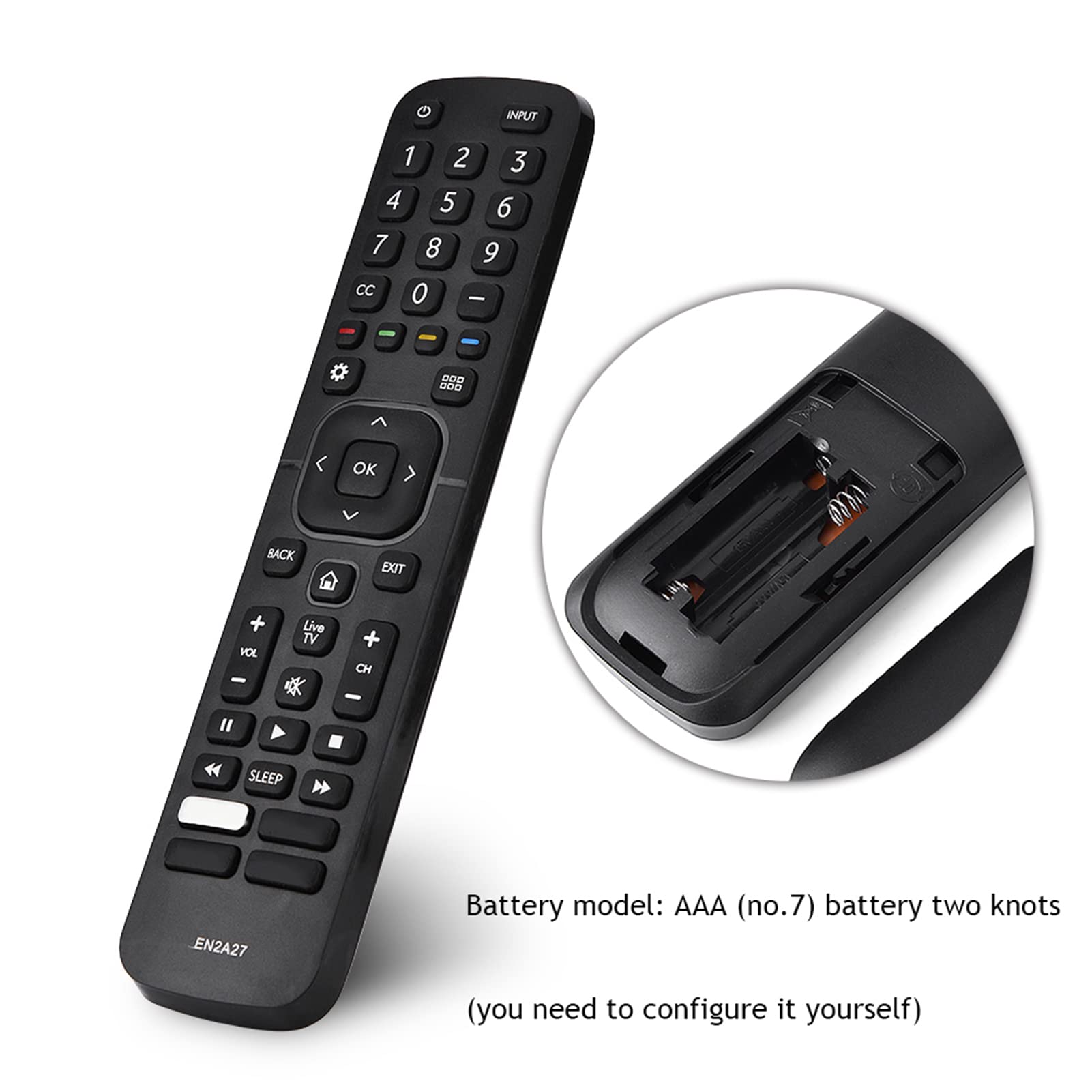 Universal TV Remote Control Replacement for Hisense LED TV - Compatible with EN2A27 Model | Easy Setup for Living Room, Bedroom & Home Theater Use