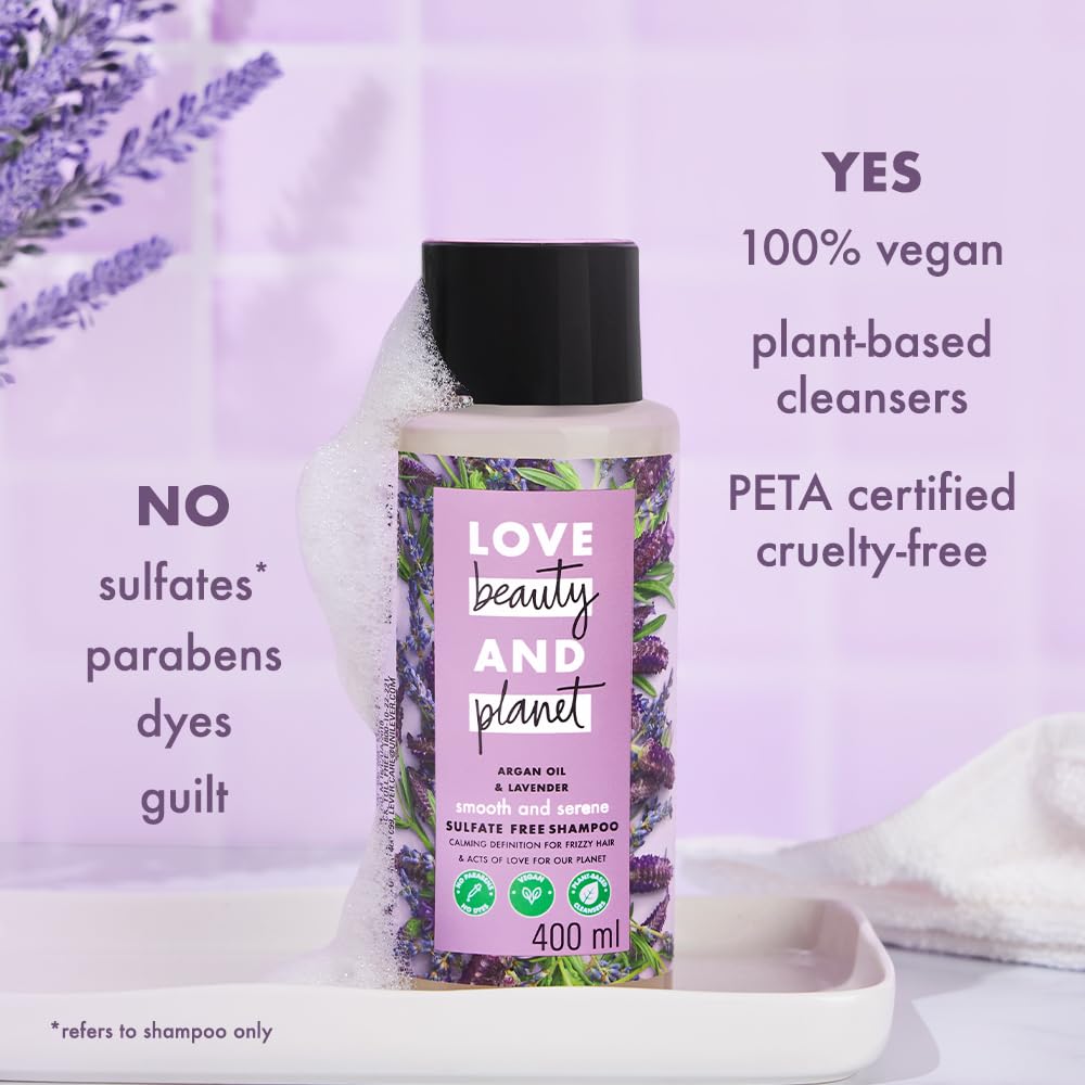 Love Beauty & Planet Argan Oil & Lavender Conditioner - Paraben Free, Dye Free, 200ml for Smooth & Silky Hair - Perfect for Daily Hair Care & Relaxation