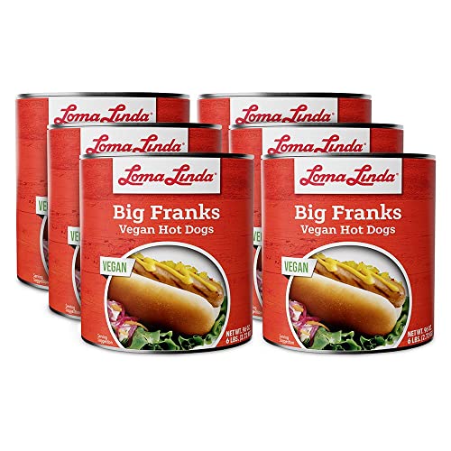 Loma Linda Plant-Based Big Franks Vegan Meat Substitute - 96 oz (6 Pack) | Perfect for BBQs, Sandwiches & Healthy Meal Prep