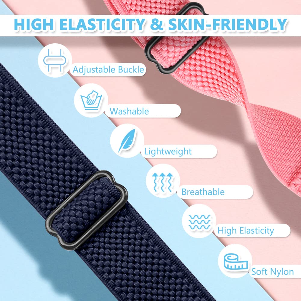 10 Pack Solo Loop Elastic Nylon Watch Bands Compatible with Fitbit Charge 4/Charge 3 - Adjustable Breathable Stretchy Replacement Wristbands for Women & Men - Perfect for Workouts, Running & Everyday Wear