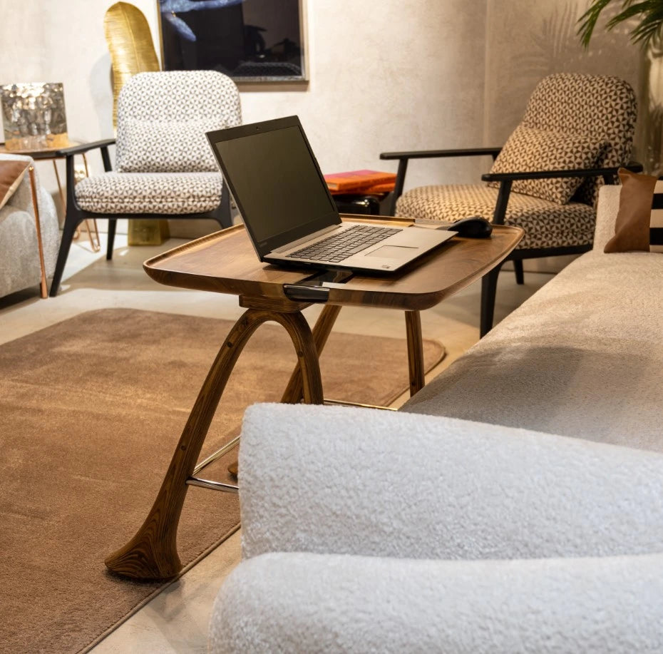 Premium Walnut Epoxy Resin Multi-Purpose Tray for TV, Laptop & Snack - Perfect for Living Room, Bedroom & Office Use
