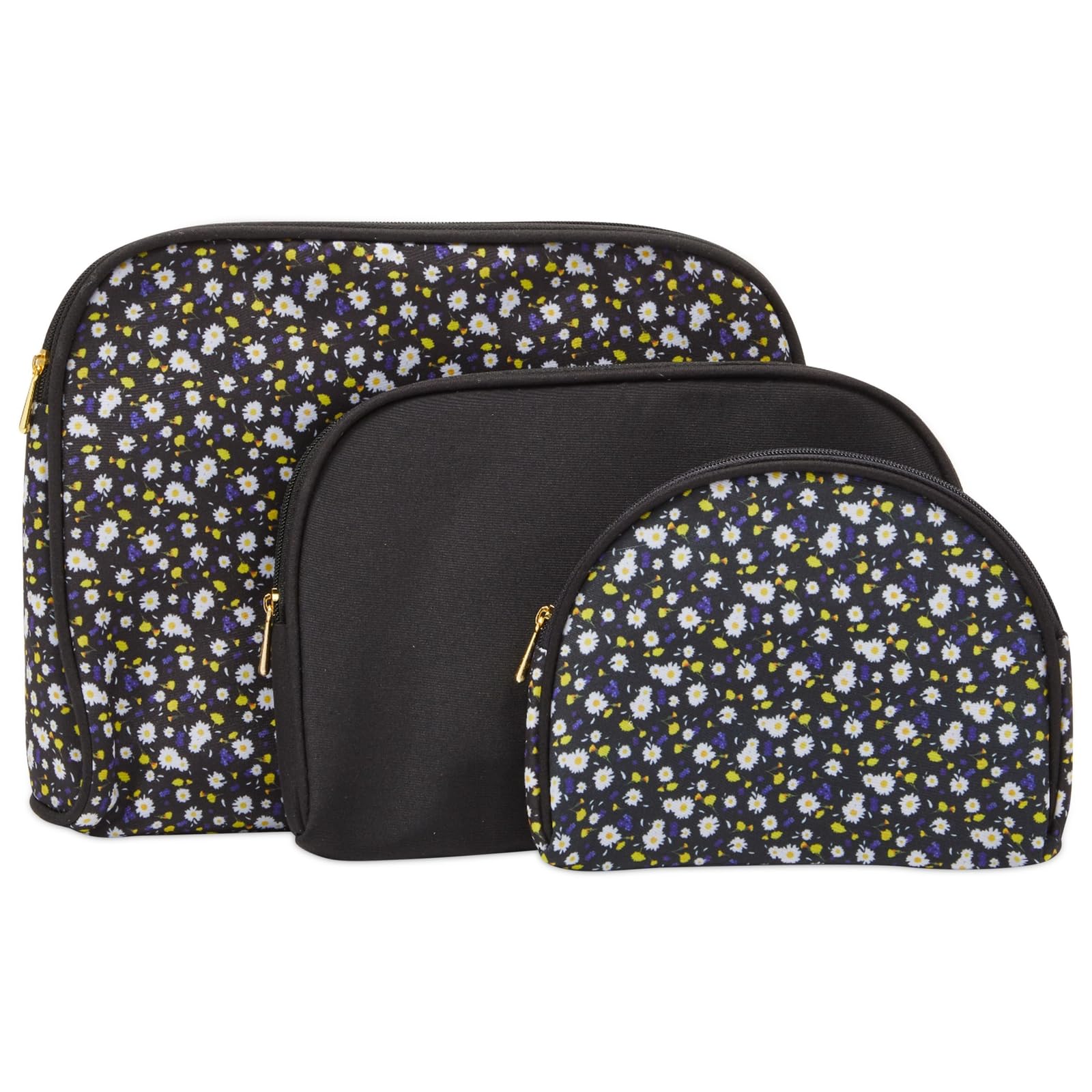 3-Piece Daisy Makeup Bag Set for Women - Waterproof Cosmetic Travel Pouch & Toiletry Organizer - Perfect for Travel, Gym, and Daily Beauty Storage