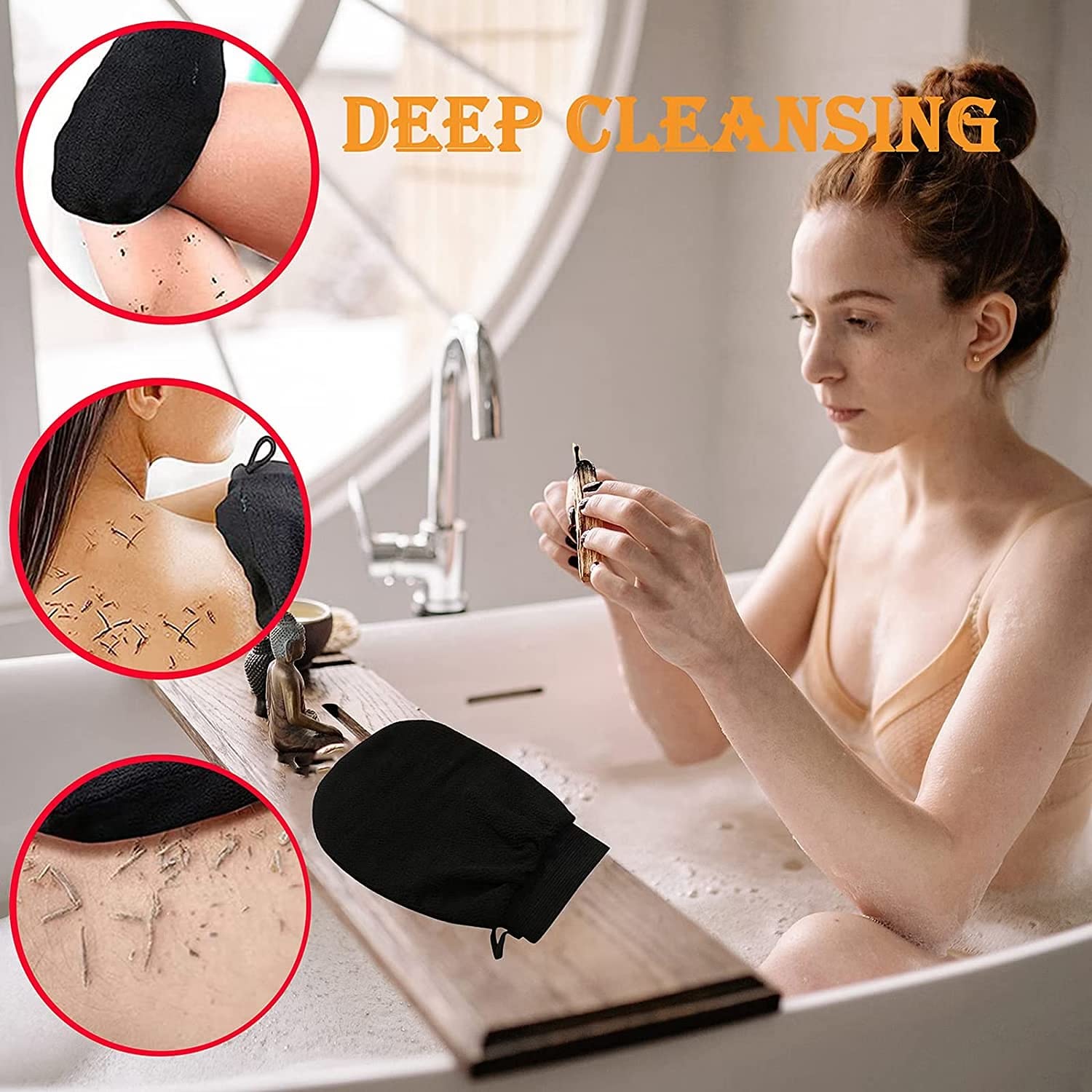 BLINE Spa Massage Gloves - Exfoliating Body & Face Scrubber for Dead Skin Removal - Deep Cleaning & Softening Mitt (Pack of 1) - Perfect for Home Spa, Shower & Skincare Routine