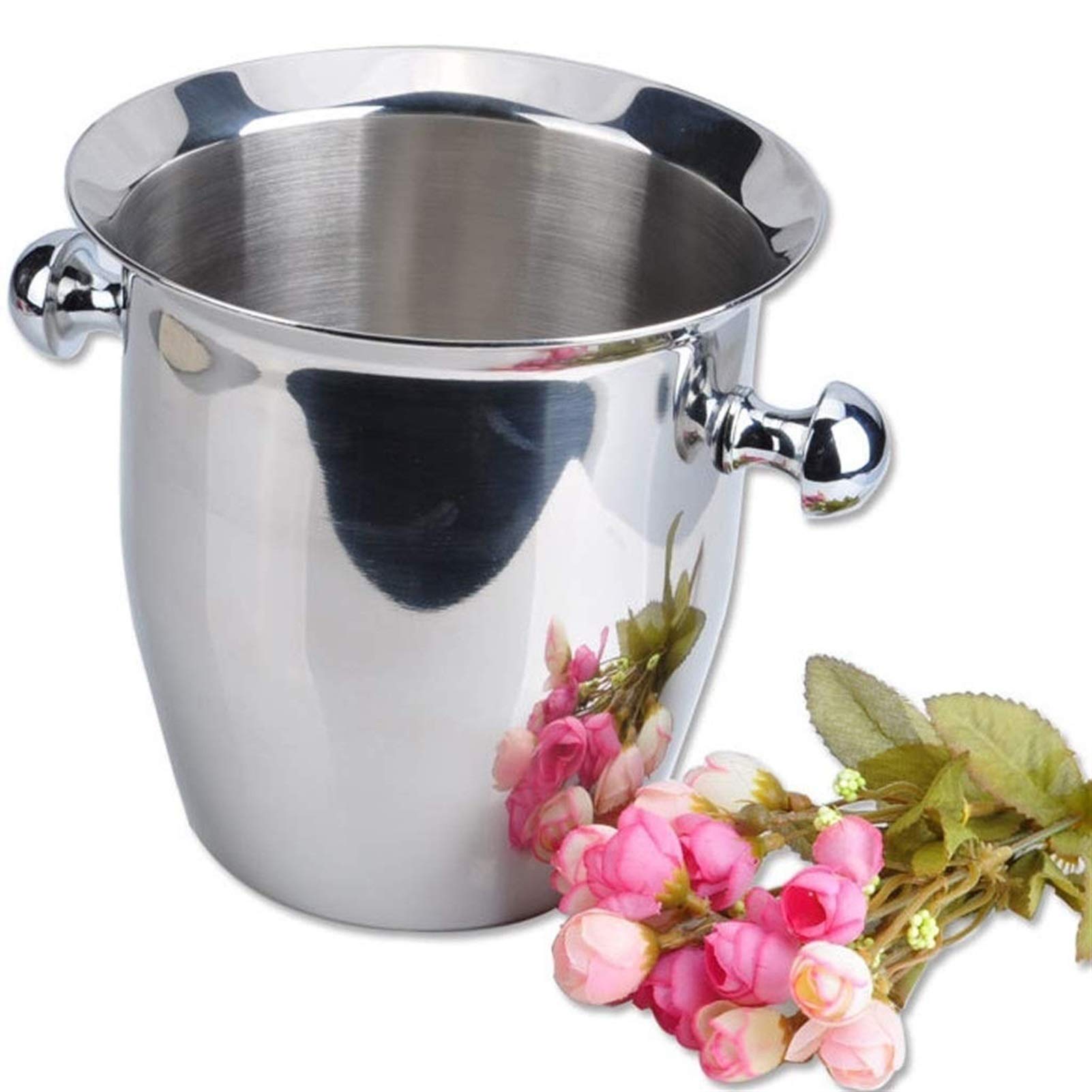 Premium Stainless Steel Double Wall Ice Bucket with Tongs - Insulated Wine Chiller for Parties, Bars, and Outdoor Gatherings - Perfect for Champagne, Beer, and Cocktails
