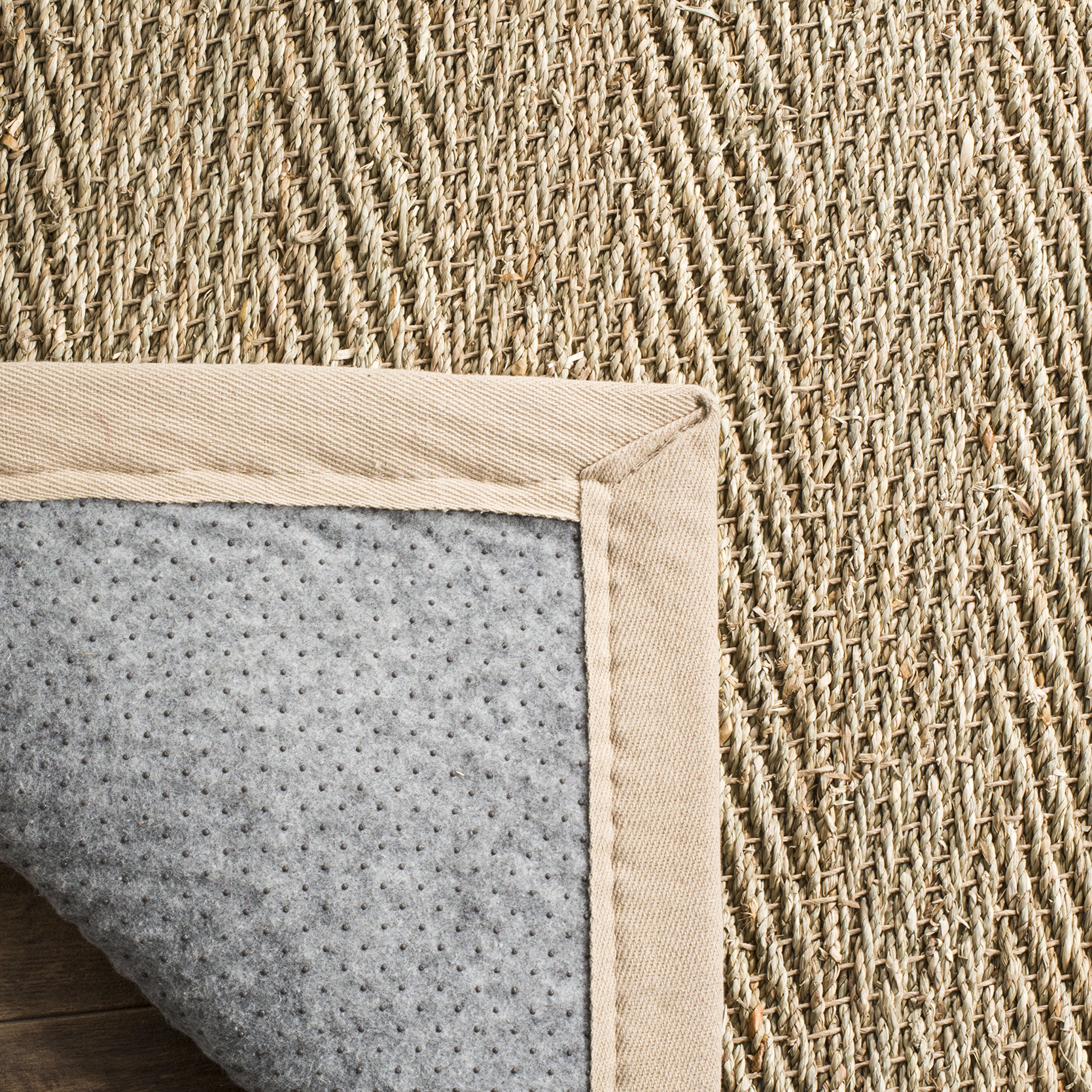SAFAVIEH Natural Fiber Collection 9' Square Beige NF115A Herringbone Seagrass Area Rug - Perfect for Living Room, Bedroom & Boho Home Decor