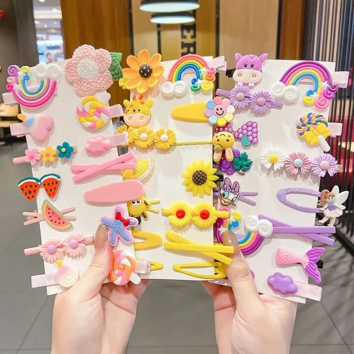 Rainbow Unicorn Hair Clips for Girls & Women - 12 Pack Cute Strawberry Hairpins, Barrettes & Hair Accessories - Perfect for School, Parties & Everyday Styling