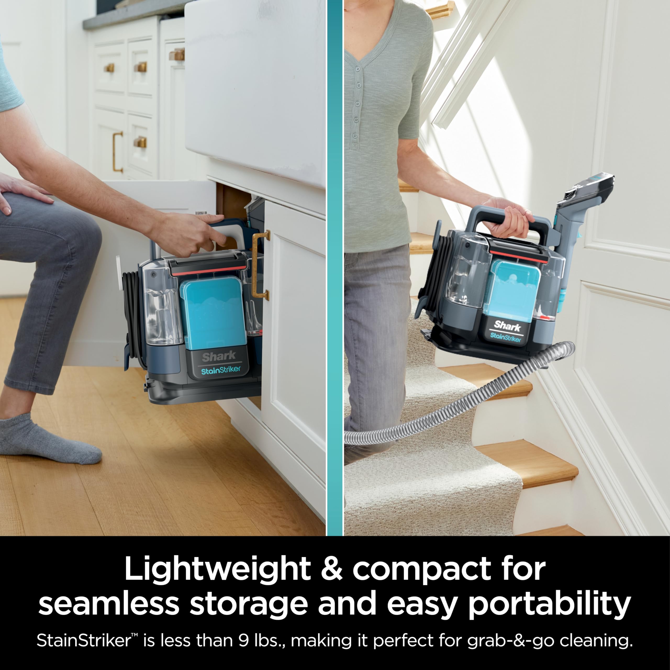 Shark Portable Carpet Cleaner Machine | Upholstery & Stain Remover for Pet Hair, Spots & Odors | Includes 2 Cleaning Solutions & 4 Tools | Ideal for Couches, Area Rugs & Home Cleaning | Nordic Blue (PX202BRN)