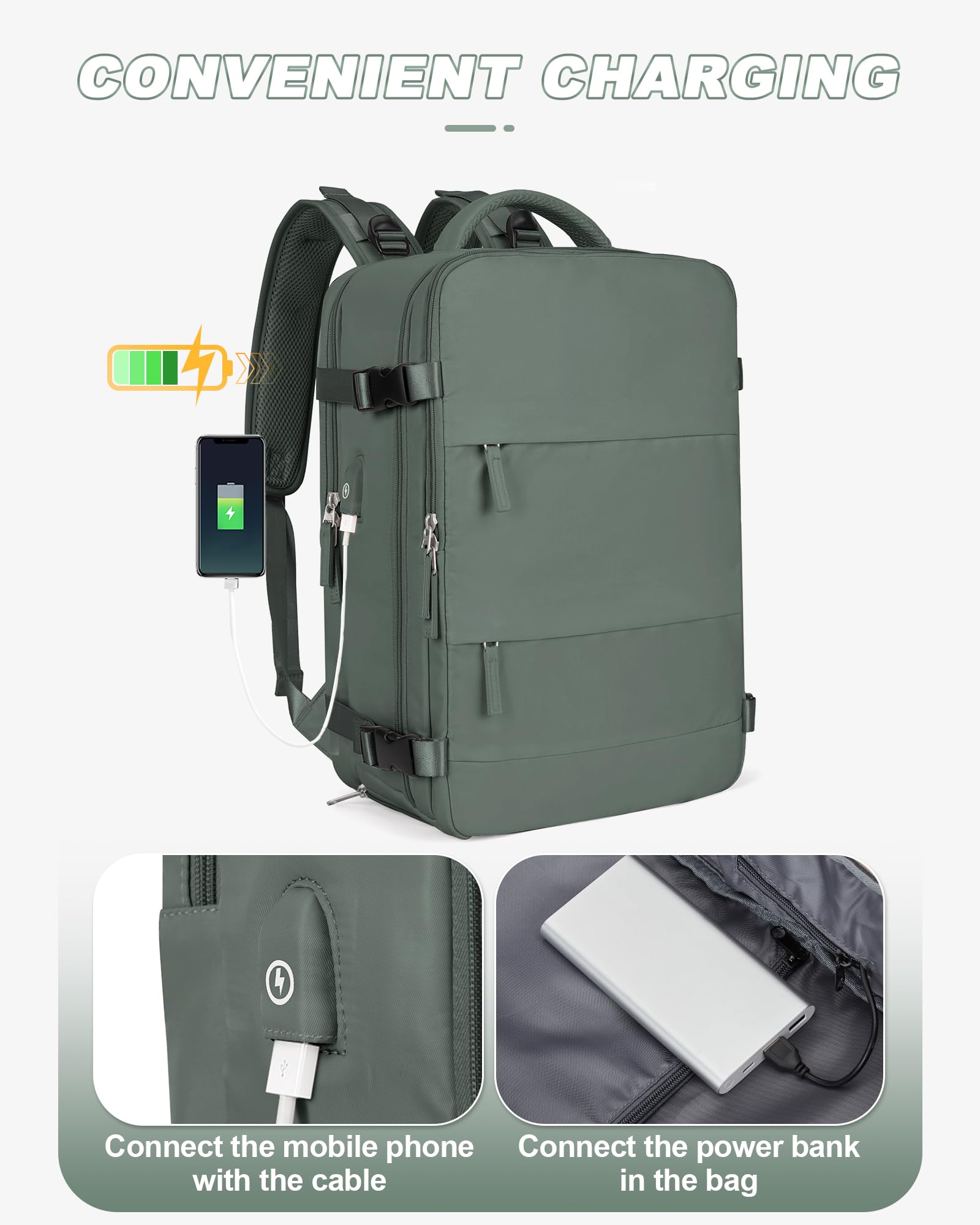 Airline Approved Travel Backpack for Women & Men - Waterproof Carry On Backpack with Laptop Compartment & Shoe Storage - Perfect for Airplane Travel, Gym, College & Business Trips