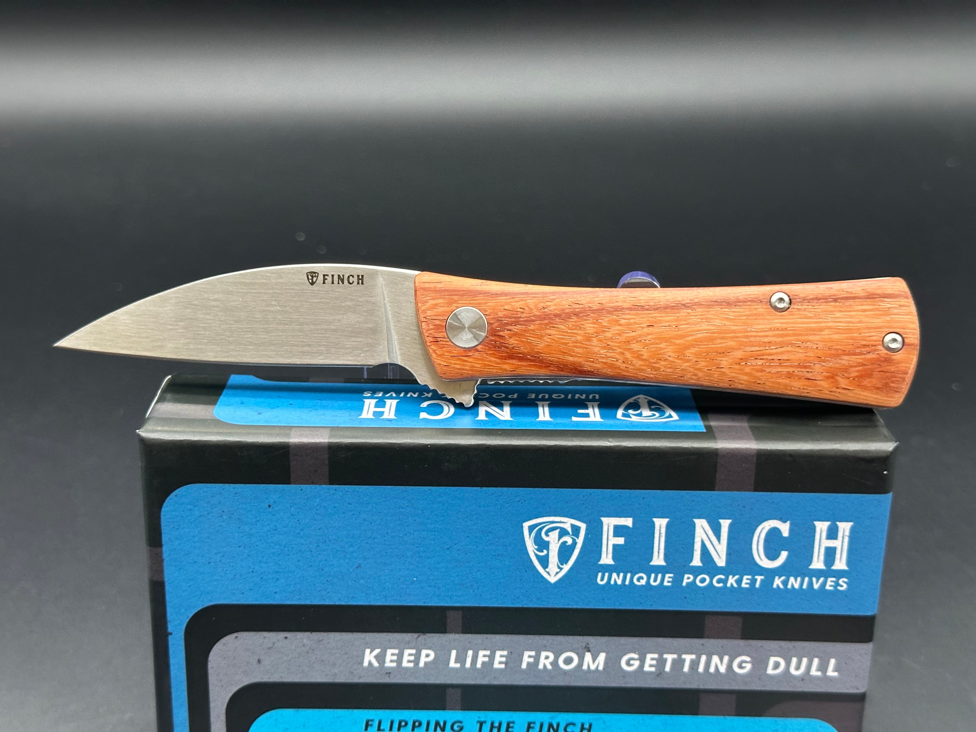 FINCH SHIV MKURUTI Tactical Knife - 14C28N Stainless Steel Blade, Plain Edge, Satin Finish, Wood Handle - Survival, Camping, Hunting & Outdoor EDC Gear