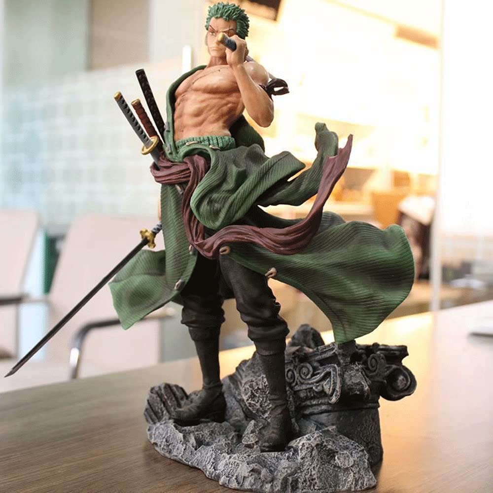 HEYOX 32cm Roronoa Zoro Anime Figure - ONE Piece Japanese PVC Collectible Statue, Desktop Decor for Anime Fans & Manga Lovers | Perfect for Home Display, Office Decoration, and Gift for Anime Enthusiasts