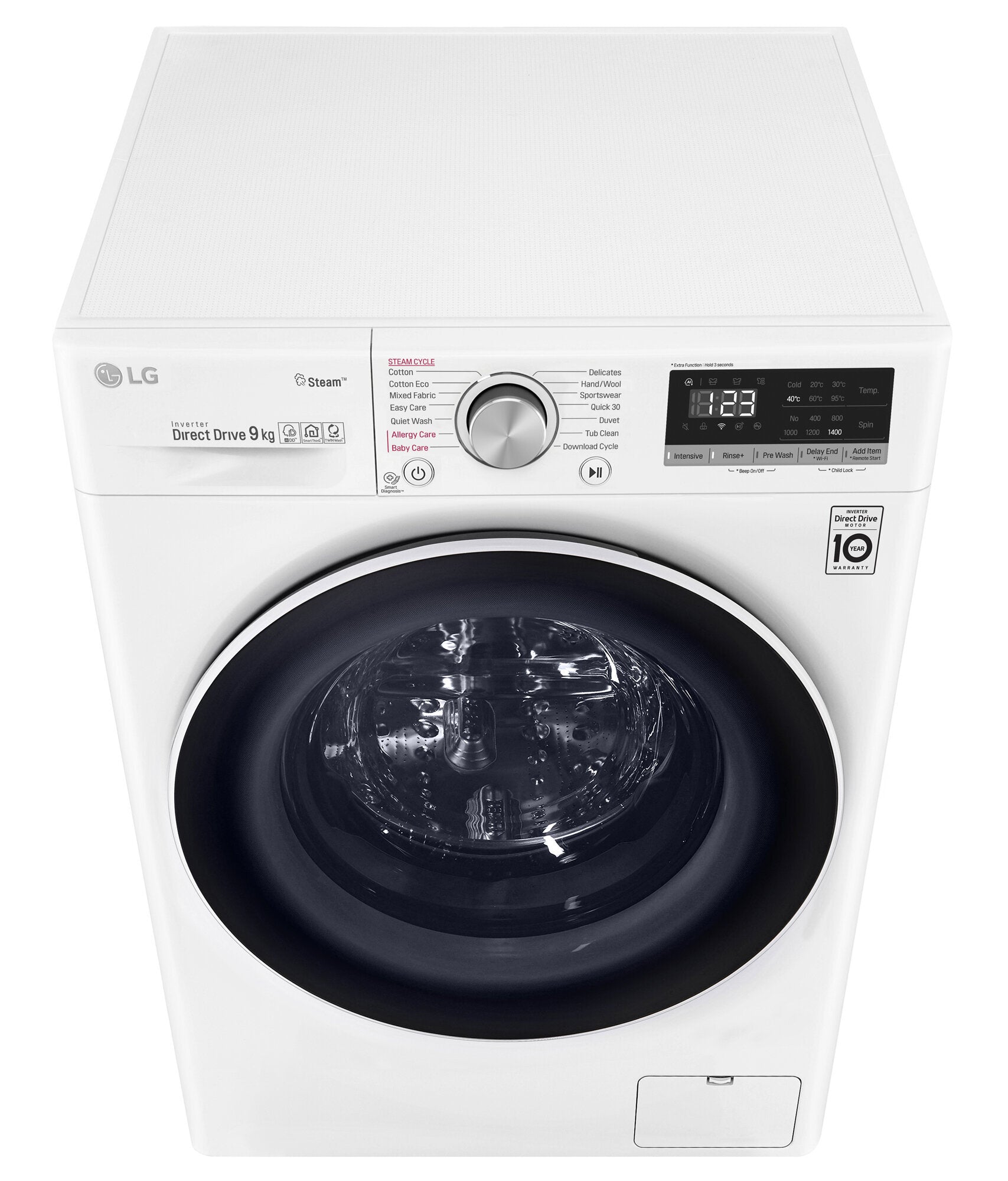 LG 9kg Front Load Washing Machine with Steam WV5 1409W - Energy Efficient, Quiet Operation - Perfect for Apartments, Laundry Rooms & Small Families