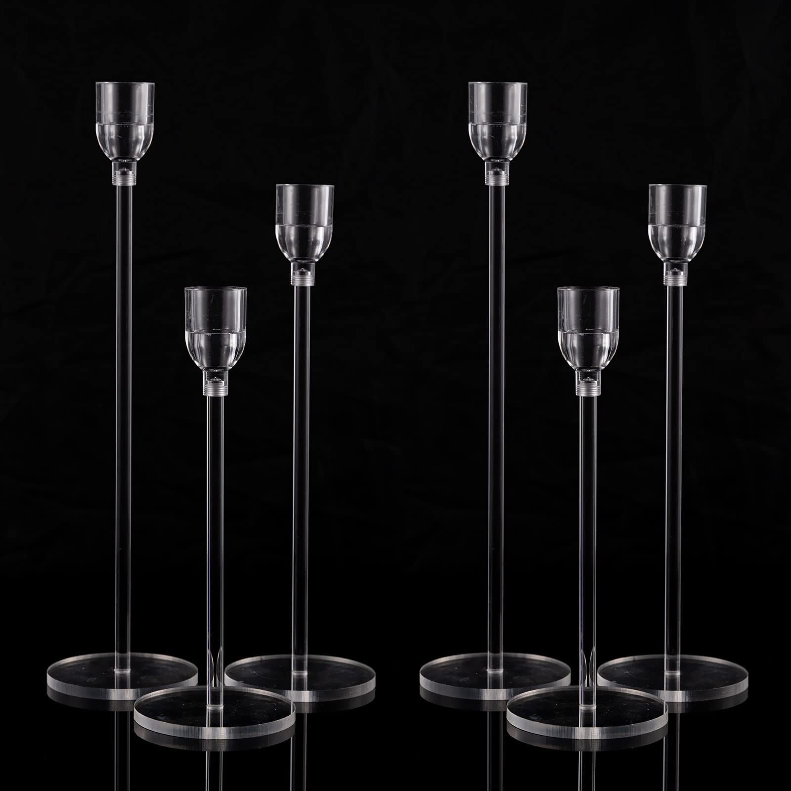 Vincidern 6-Piece Acrylic Candle Holder Set - Elegant Taper Candle Holders for Wedding Centerpieces, Dining Table Decor, Halloween & Christmas Candlesticks - Perfect for Romantic Dinners, Holiday Parties & Home Decoration
