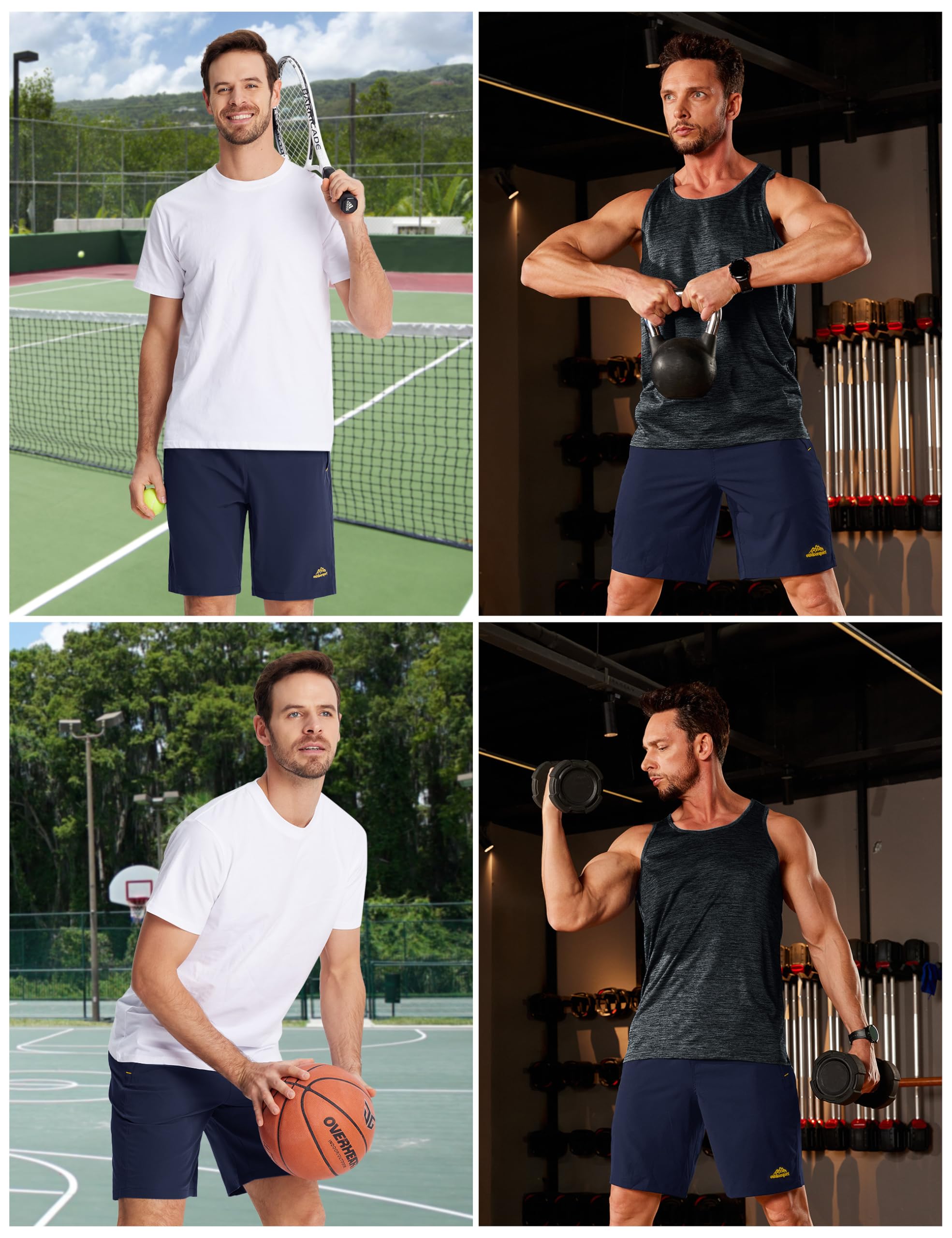 TACVASEN Men's 9-Inch Running Shorts - Quick Dry, Lightweight Athletic Shorts with 3 Zipper Pockets for Gym, Workout & Summer Activities | Perfect for Jogging, Training & Outdoor Sports