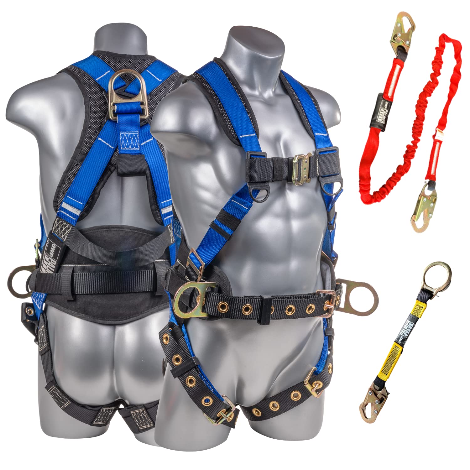 Palmer Safety Fall Protection Harness Kit - Hammerhead Series with Premium Safety Harness, Lanyard & D-Ring Extender | OSHA Compliant Work Gear for Construction, Roofing & Industrial Safety