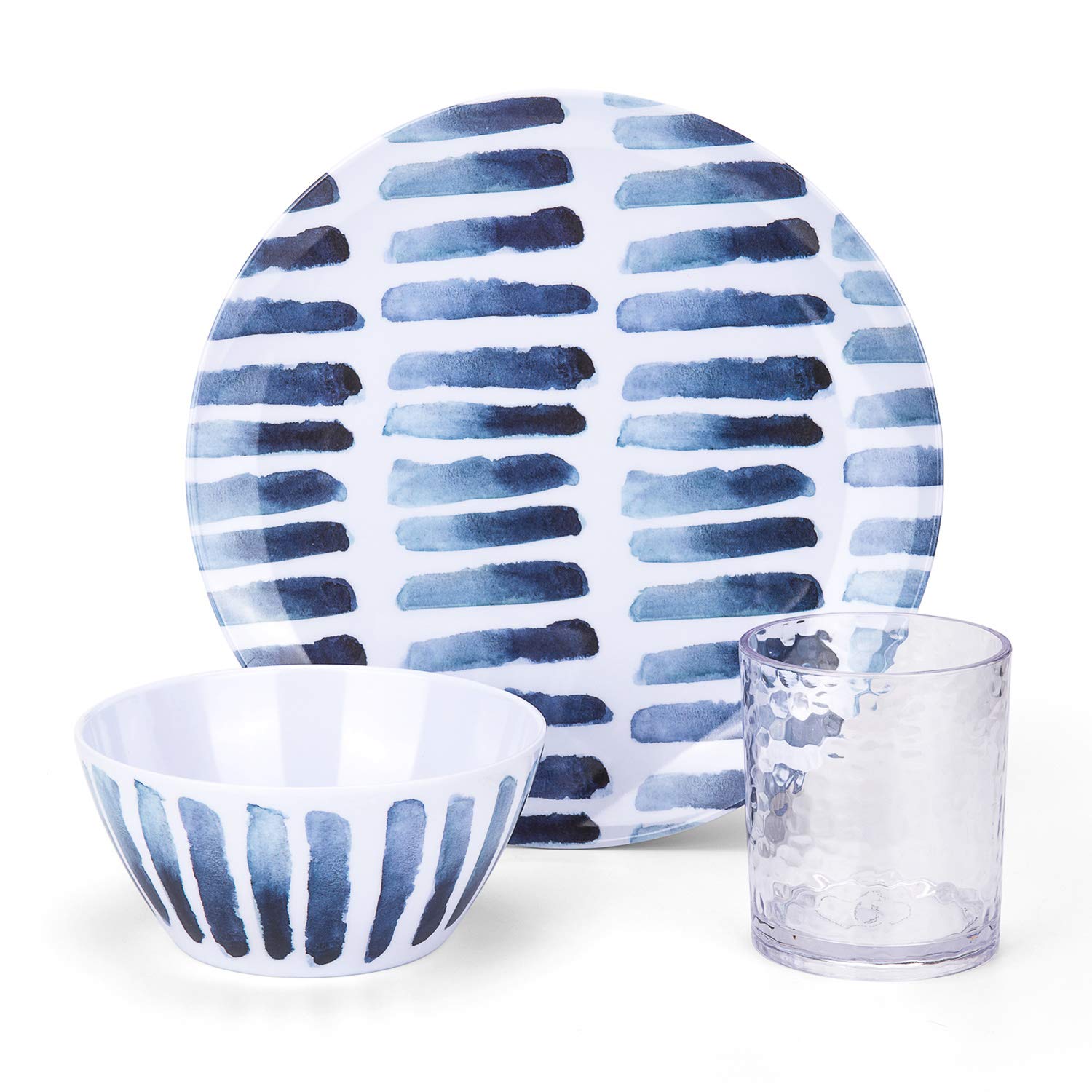 KX-WARE 6-Inch Blue Stripe Melamine Bowls - Set of 6, Durable 100% Melamine Dishware for Cereal, Soup, Salad & Desserts - Perfect for Indoor, Outdoor Dining, Picnics & Party Serving