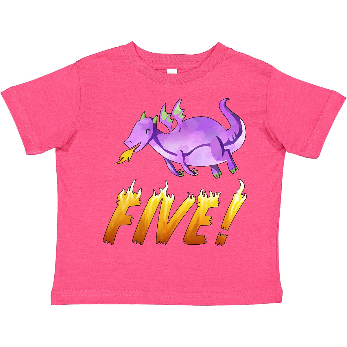 Purple Dragon Toddler T-Shirt - 5th Birthday Graphic Tee with Fire Breathing Design for Boys & Girls - Perfect for Birthday Parties & Playdates