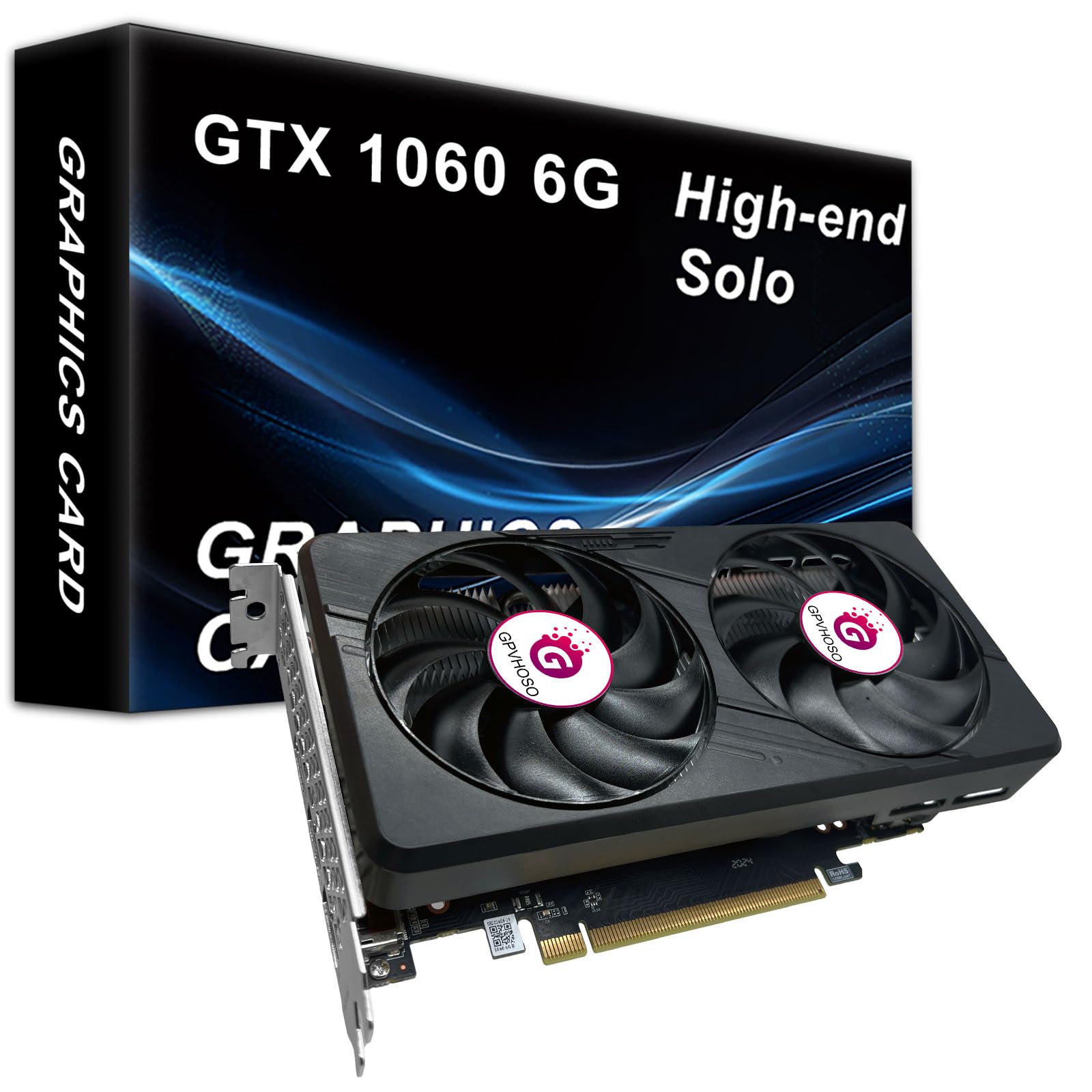 NVIDIA GTX 1060 6GB GDDR5 192-bit Gaming Graphics Card - 8K HDR VR Ready, DirectX 12 PCIe 3.0 x16, Dual Cooling Fans (HDMI + 2xDP) - Perfect for PC Gaming, Video Editing & Cryptocurrency Mining