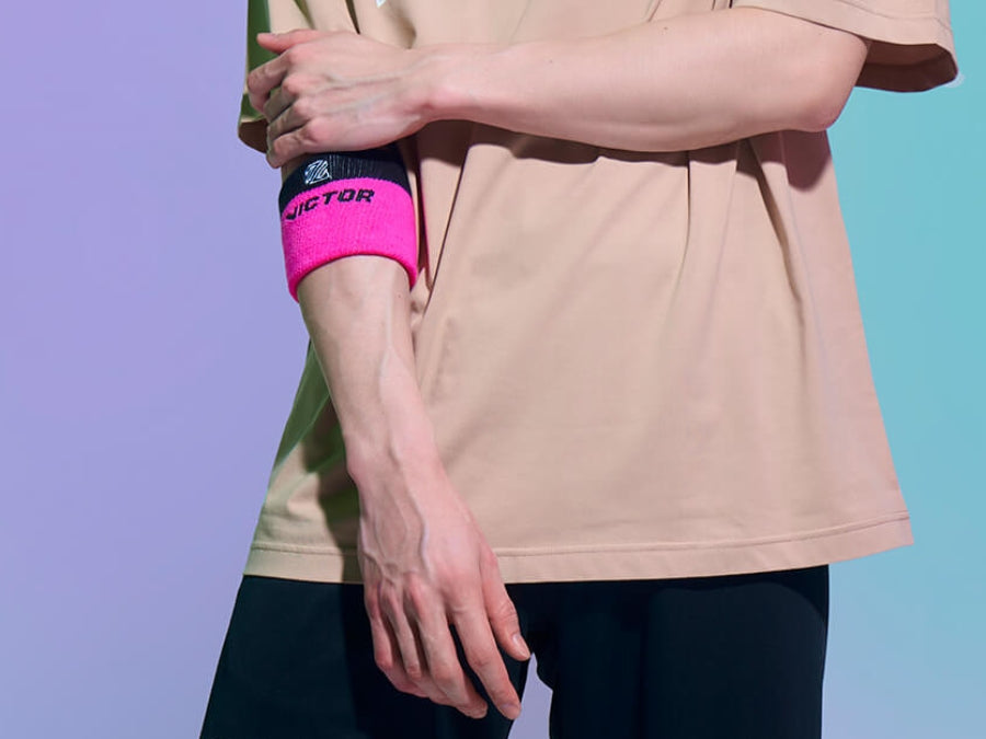 Victor x LZJ SP LZJ Q Pink Wristband - Stylish & Comfortable Sports Bracelet for Running, Gym Workouts & Everyday Wear