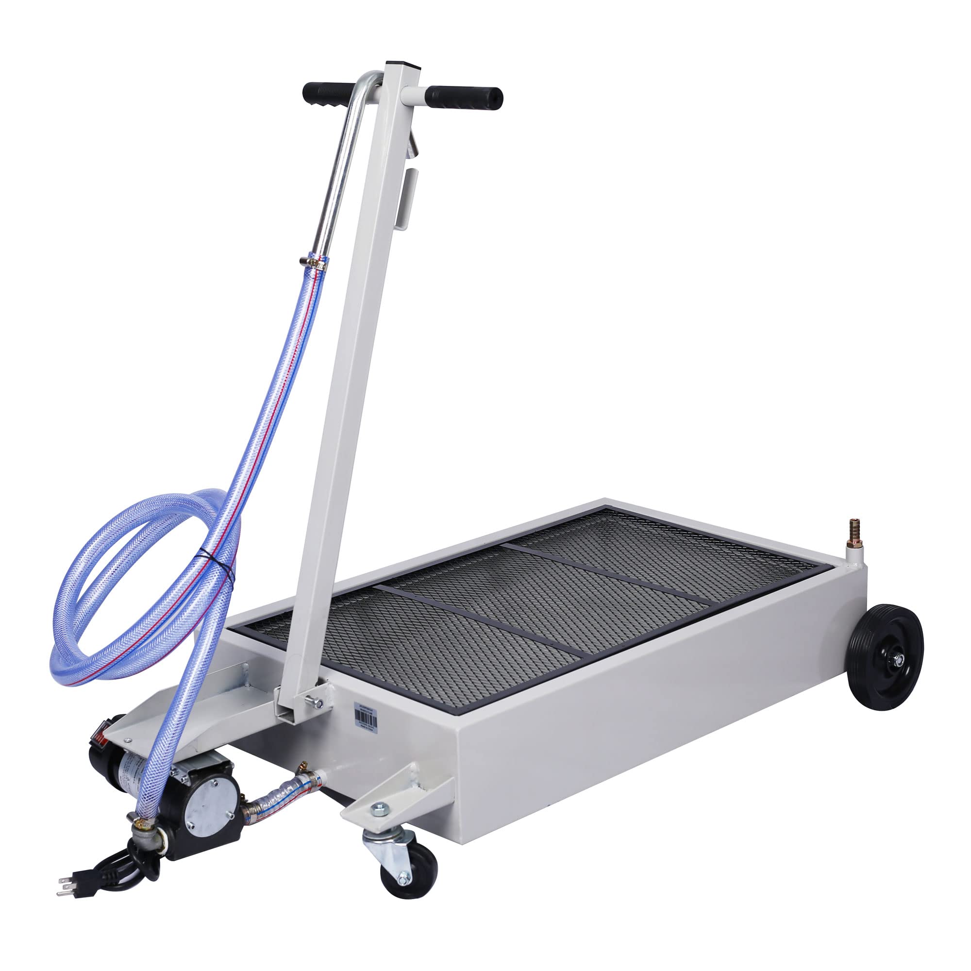 15 Gallon Oil Drain Pan with Electric Pump - Portable Low Profile Oil Change Tank for Cars, SUVs & Trucks - Large Capacity Oil Drain Pan with Hose & Swivel Caster Wheels - Perfect for Garage, Auto Shop & DIY Oil Changes (Gray)