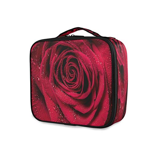 Blueangle Red Rose Petals Toiletry Bag - Waterproof Travel Cosmetic Organizer for Women | Portable Makeup Bag with Multiple Compartments | Perfect for Travel, Gym, Valentine's Day Gifts & Daily Beauty Storage
