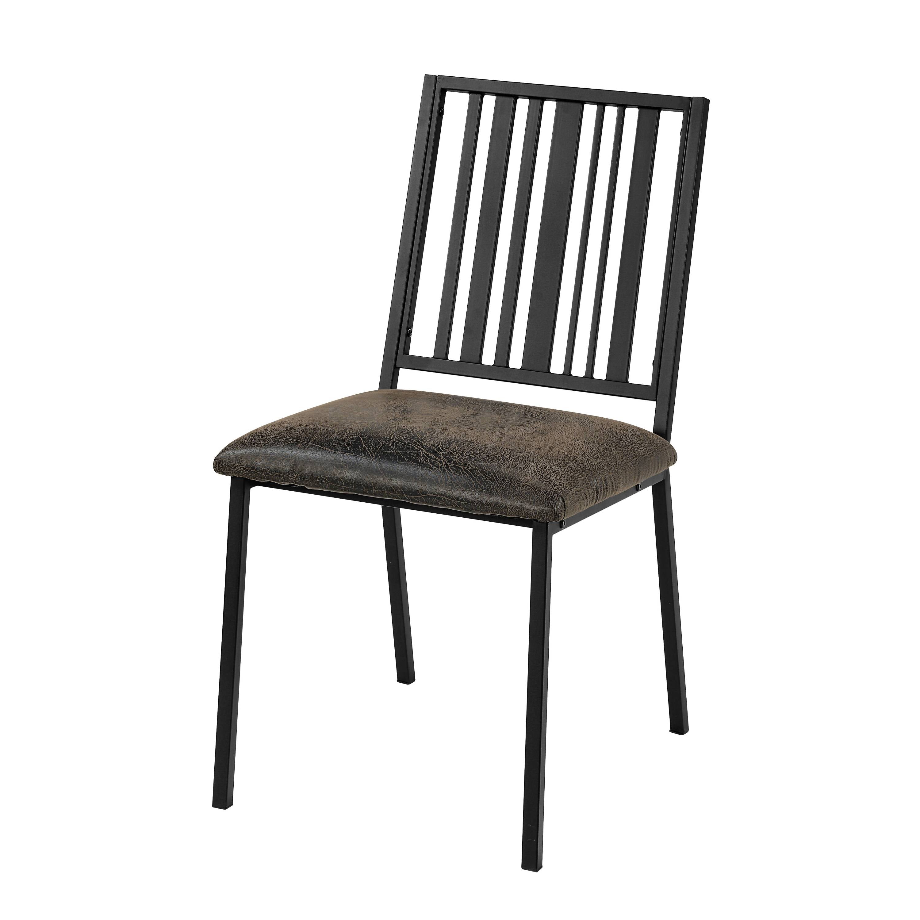 Brown and Black Slat Back Side Chairs (Set of 2) - Modern Dining Room Chairs for Kitchen, Breakfast Nook, or Office - Comfortable and Stylish Seating Solution